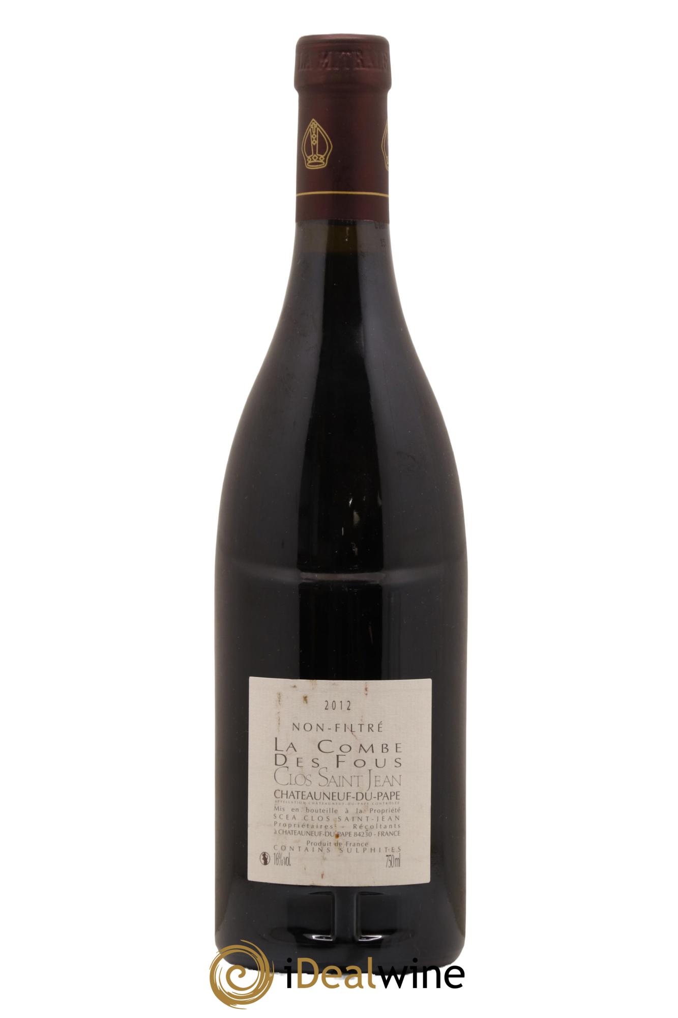 Châteauneuf-du-Pape Clos Saint-Jean La Combe des Fous Pascal et Vincent Maurel 2012 - Lot de 1 bouteille - 1