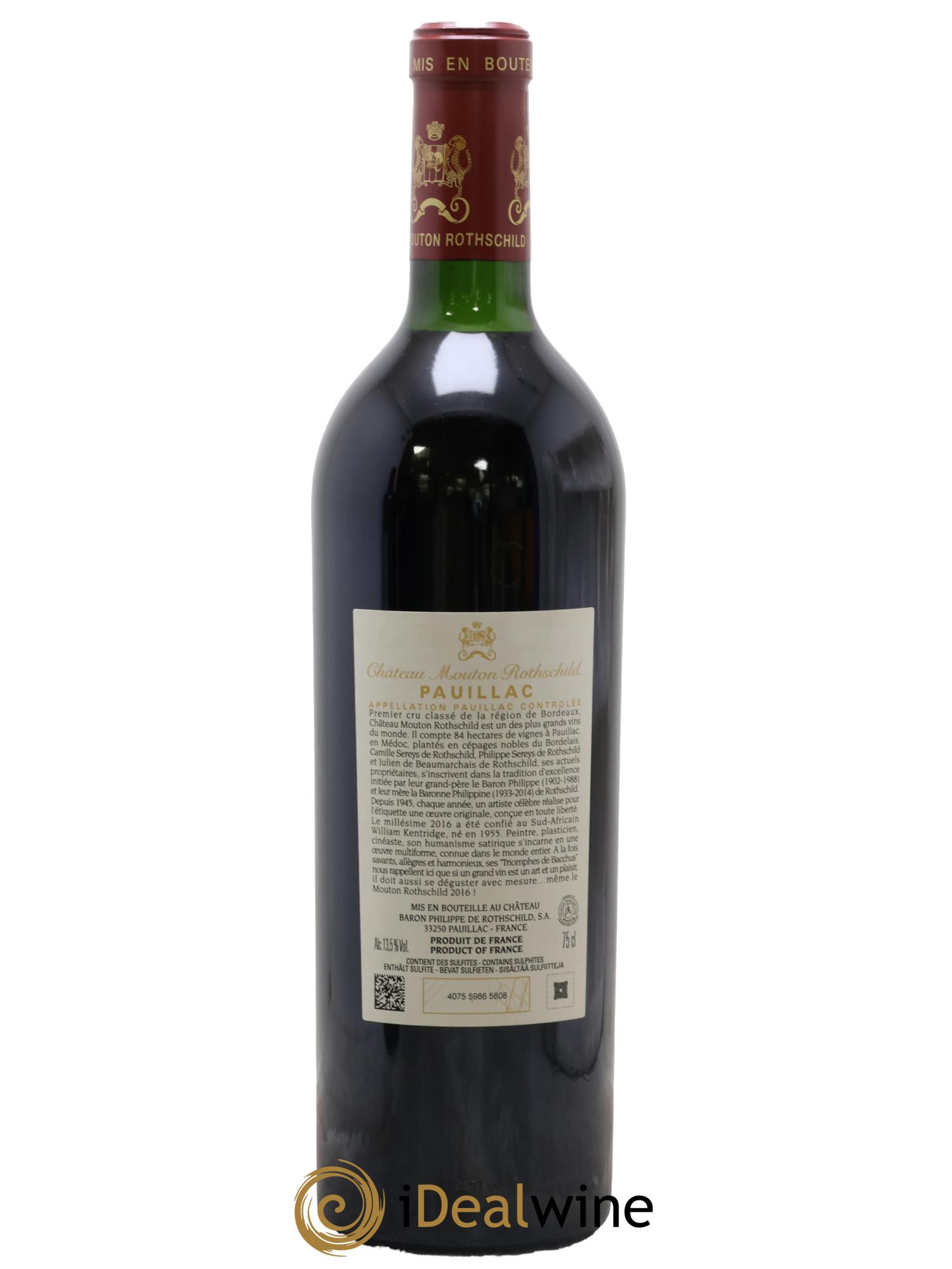 Château Mouton Rothschild 1er Grand Cru Classé 2016 - Lot de 1 bouteille - 1