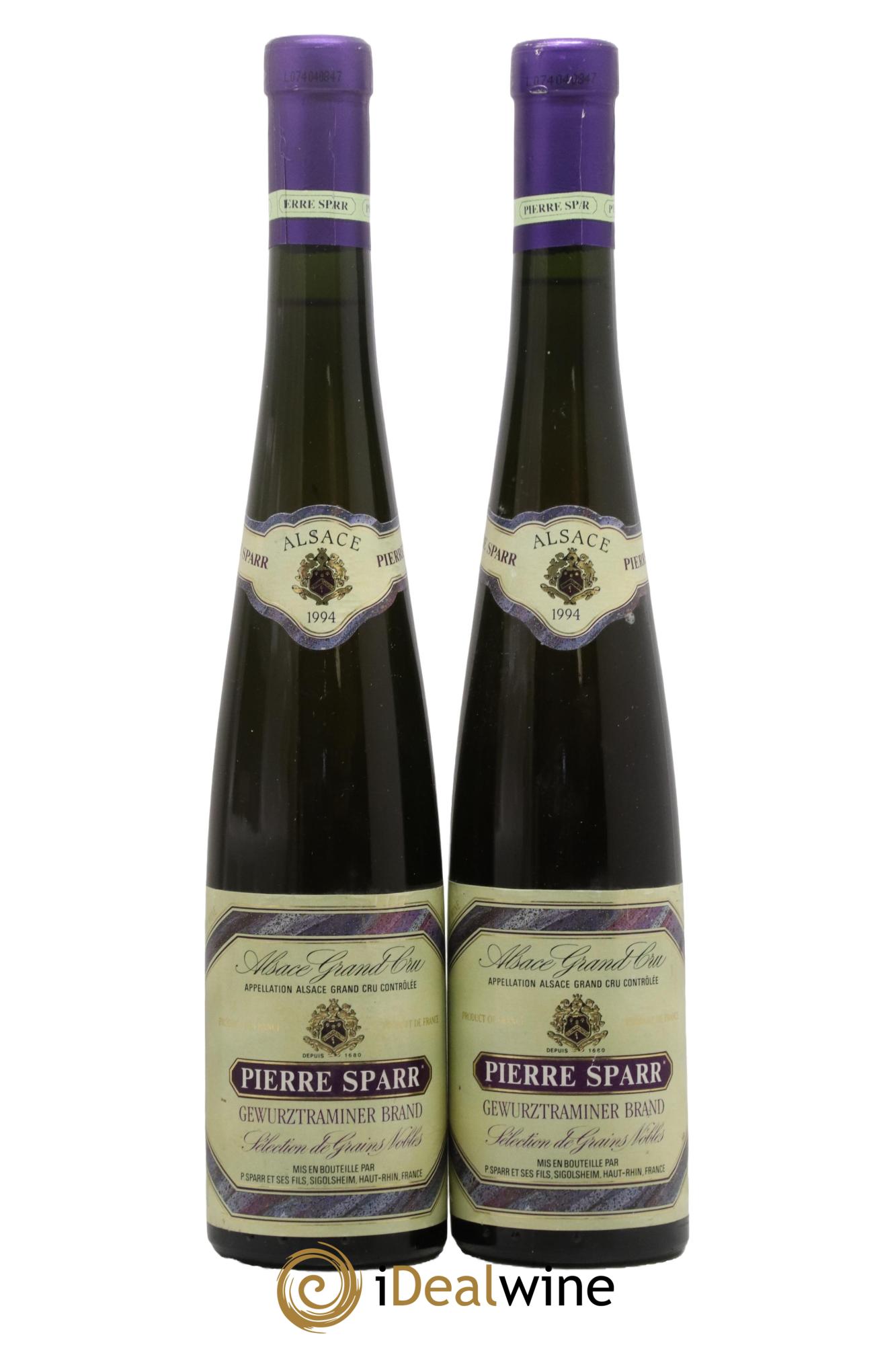 Alsace Grand Cru Brand Gewurztraminer Sélection de Grains Nobles Pierre Sparr 1994 - Lot de 2 demi bouteilles - 0