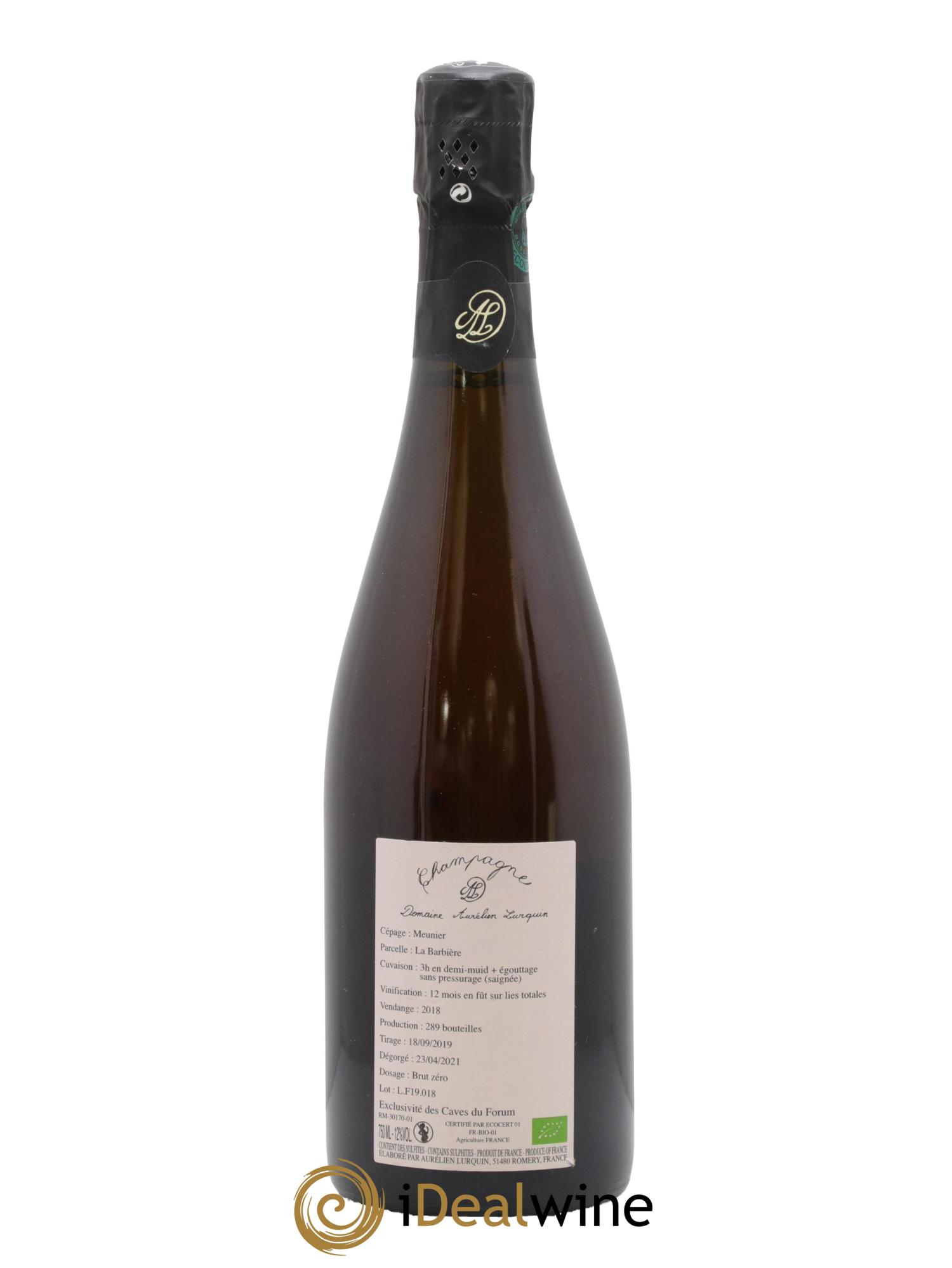 Saignée de Meunier La Barbière Aurélien Lurquin 2018 - Lot of 1 bottle - 1