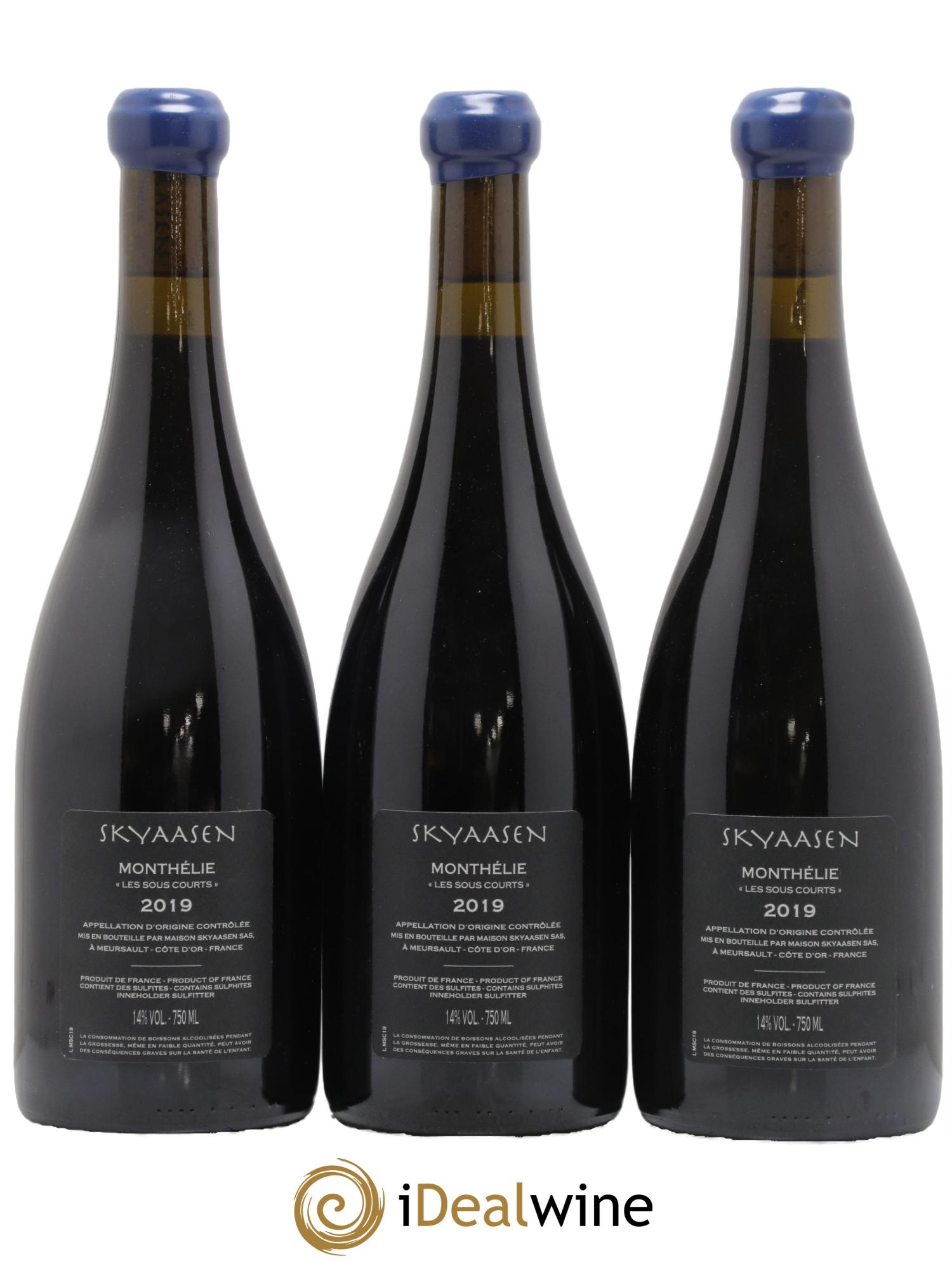 Monthélie Les Sous Courts Maison Skyaasen 2019 - Lot de 3 bouteilles - 1