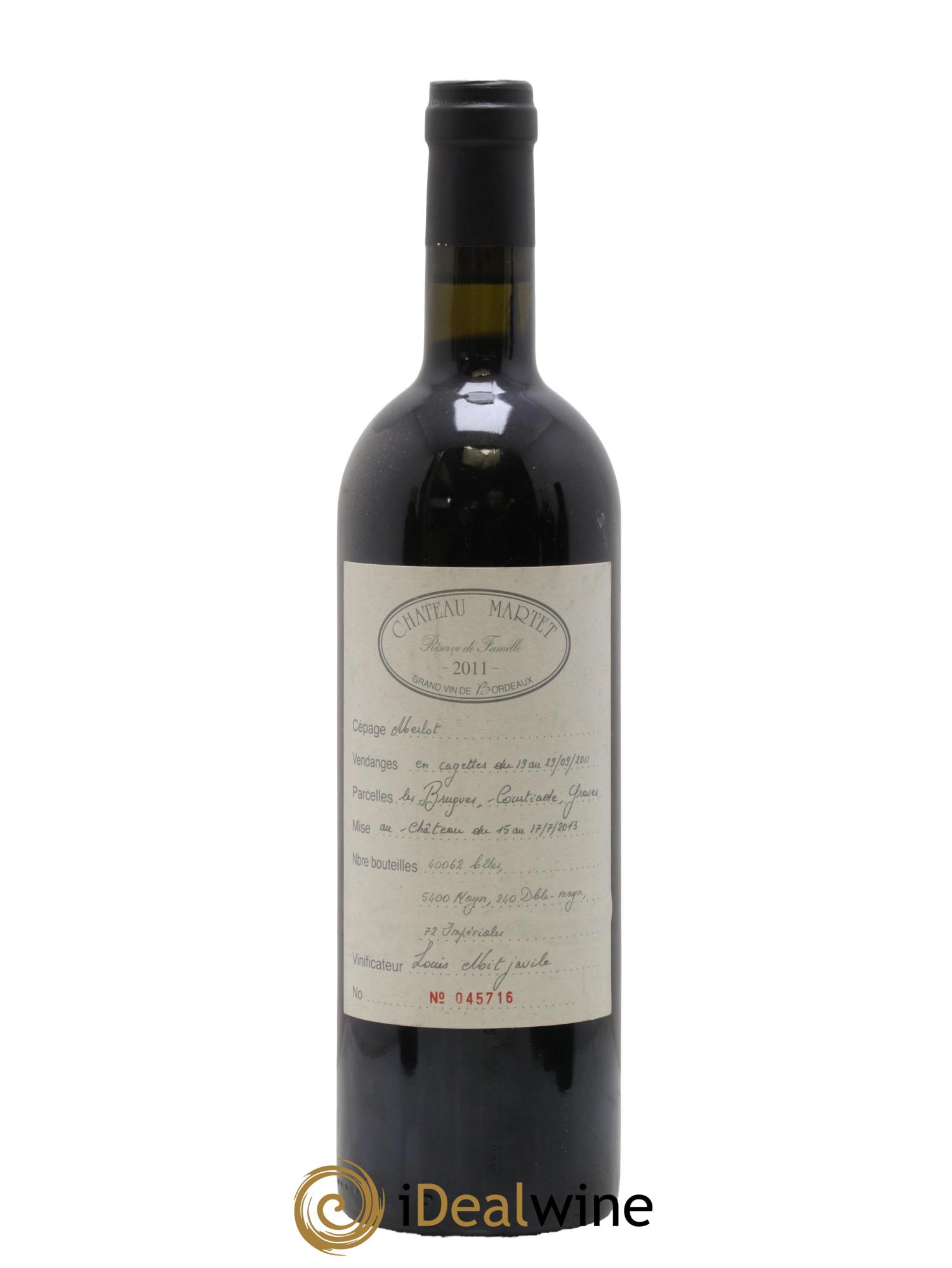 Château Martet 2011 - Lot de 1 bouteille - 0