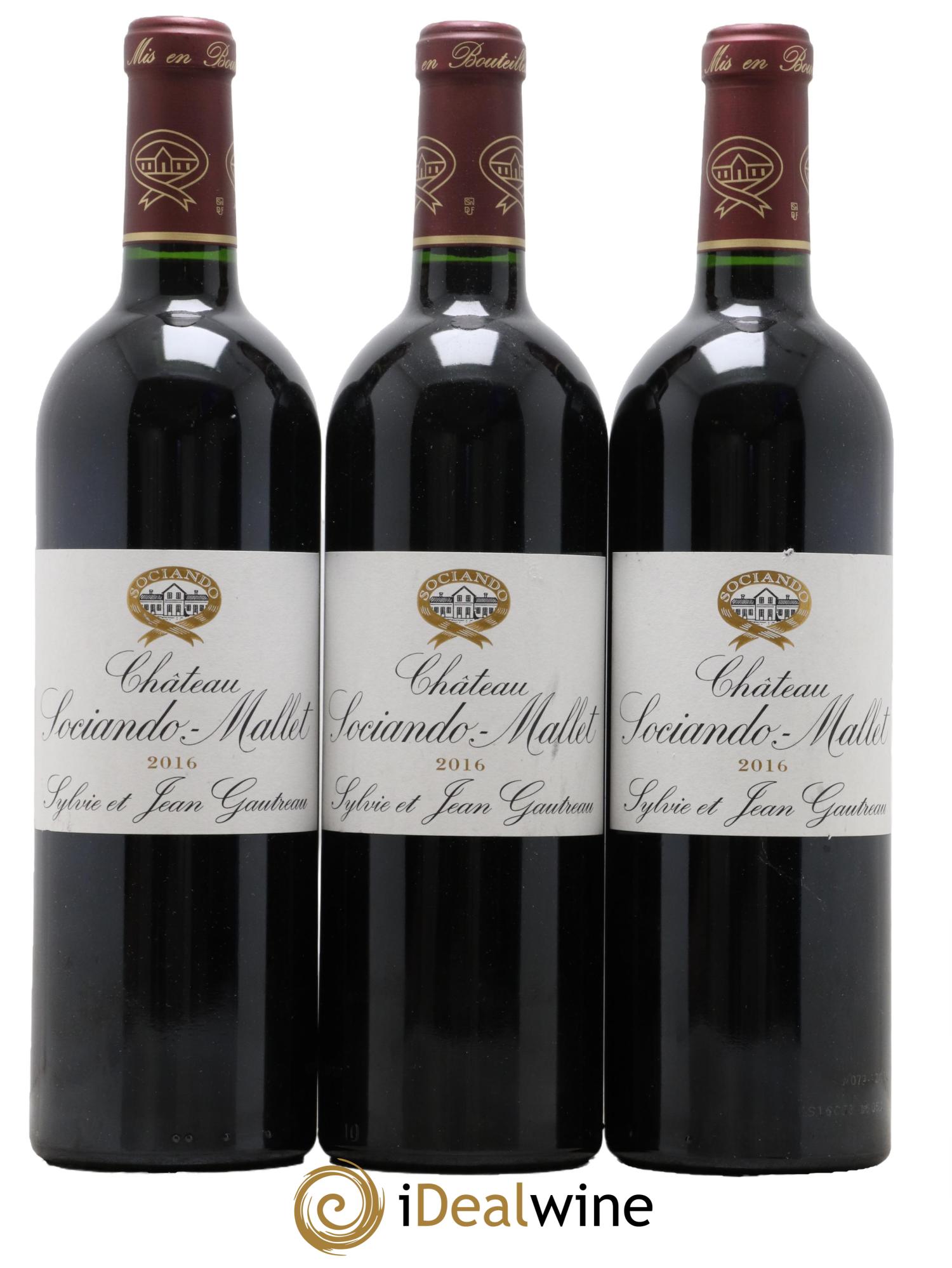 Château Sociando Mallet 2016 - Lotto di 3 bottiglie - 0
