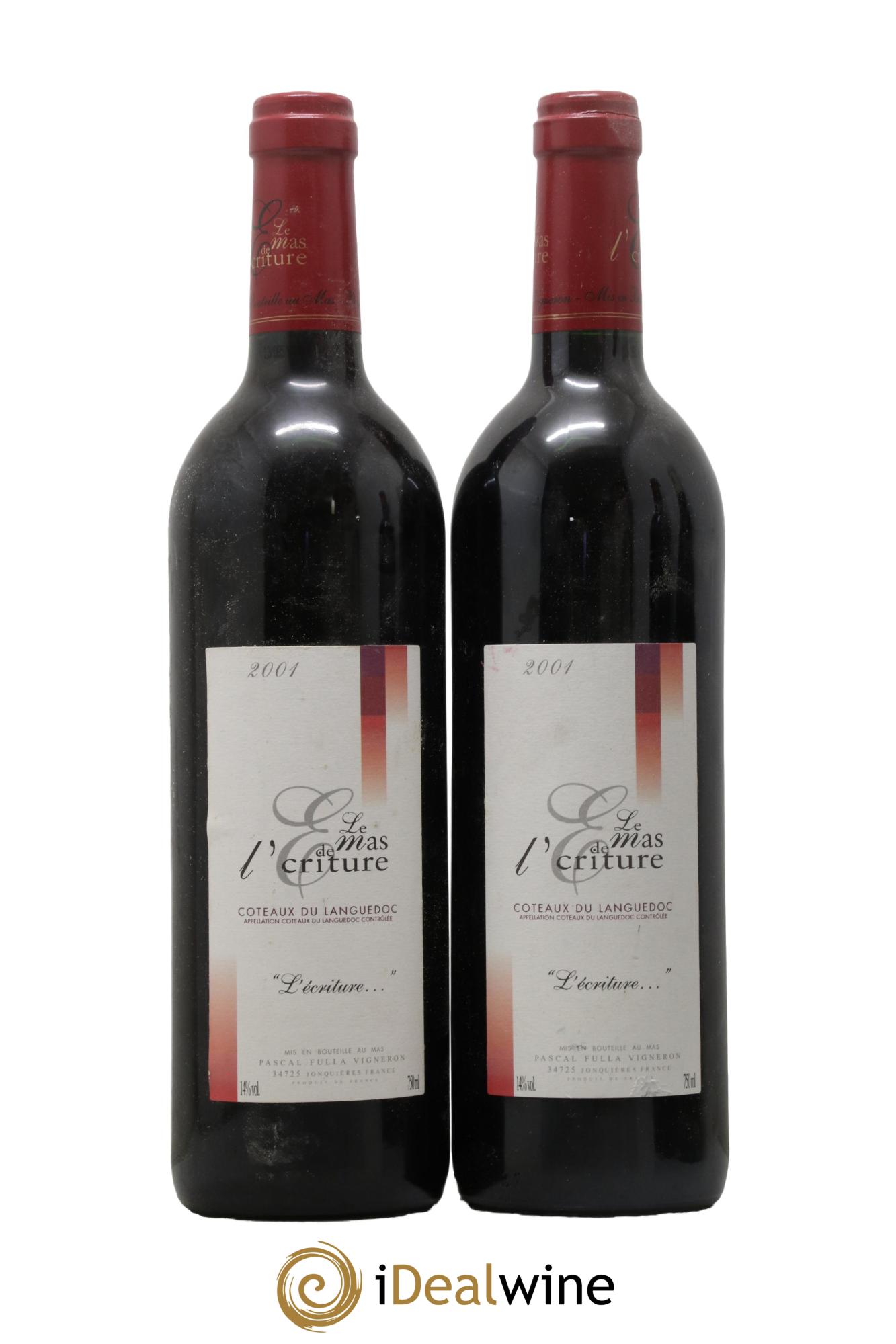Coteaux du Languedoc L'Ecriture Le Mas De L'Ecriture 2001 - Lot of 2 bottles - 0