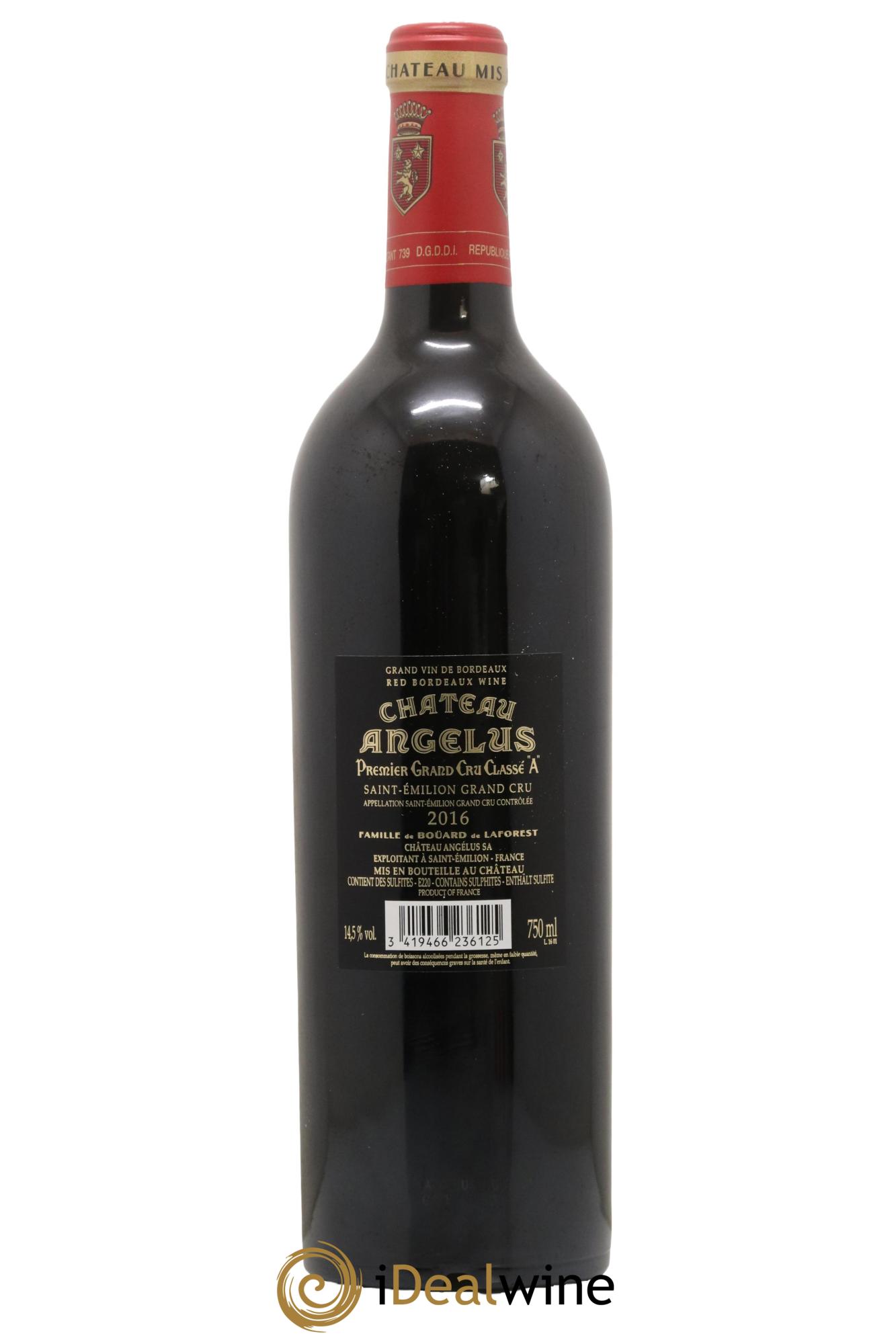 Château Angélus 1er Grand Cru Classé A 2016 - Lot de 1 bouteille - 1