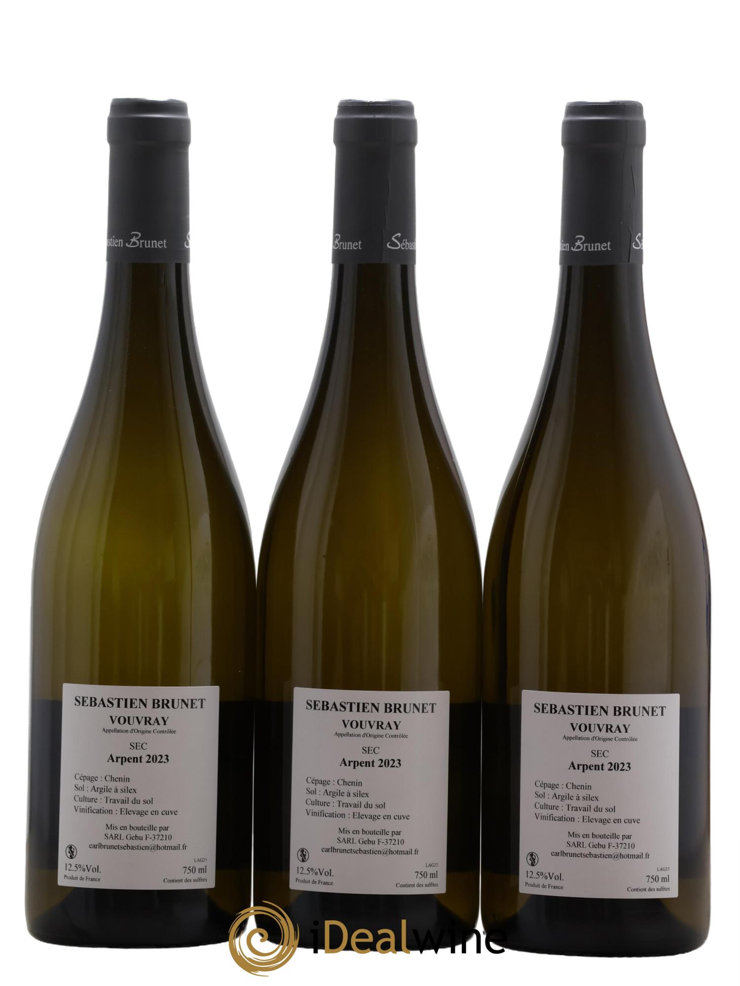 Vouvray Les Arpents Sébastien Brunet 2023 - Lot de 3 bouteilles - 1