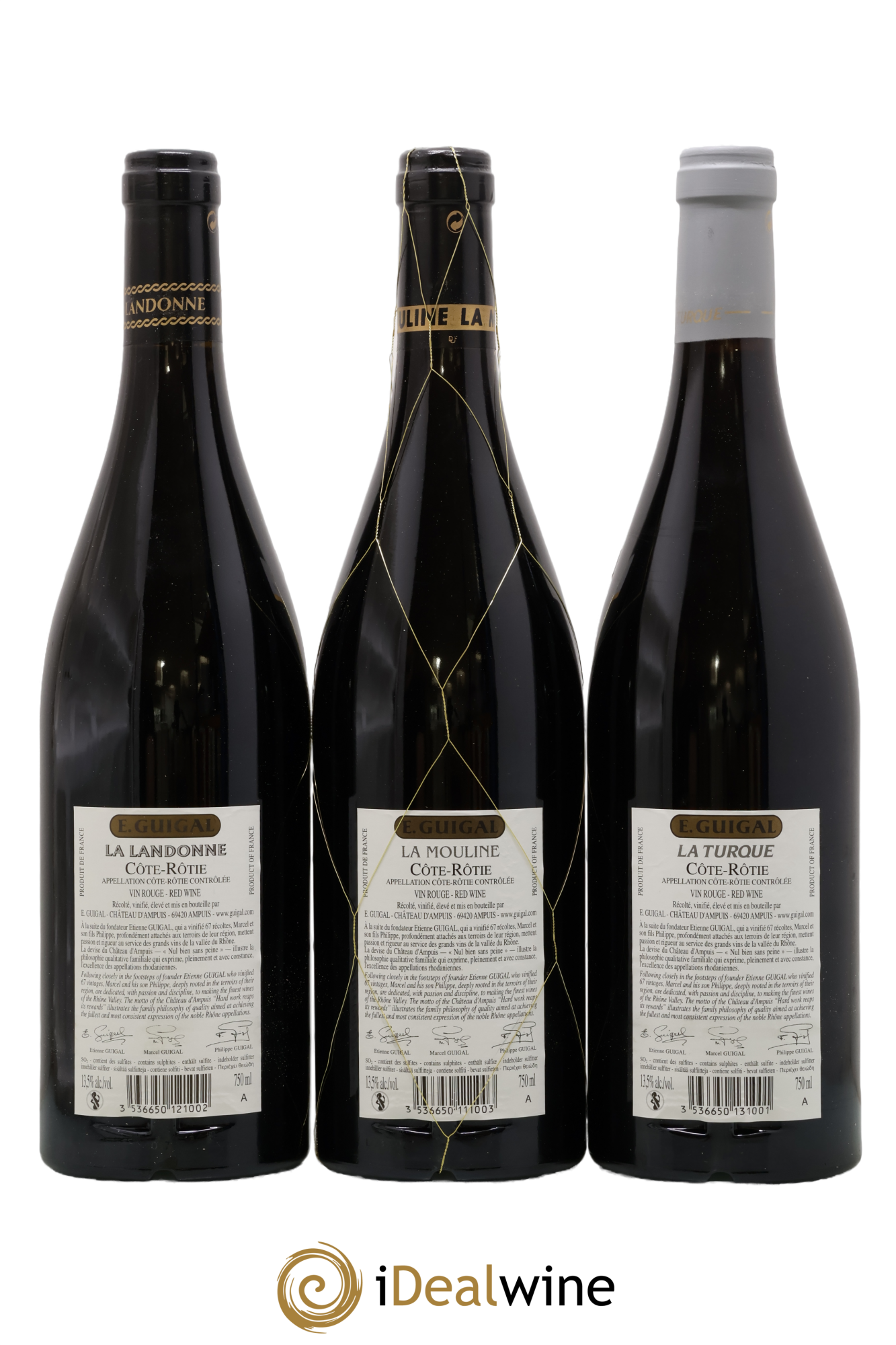 Côte-Rôtie Guigal Trilogie La Turque - La Landonne - La Mouline 2012 - Lot de 3 bouteilles - 1