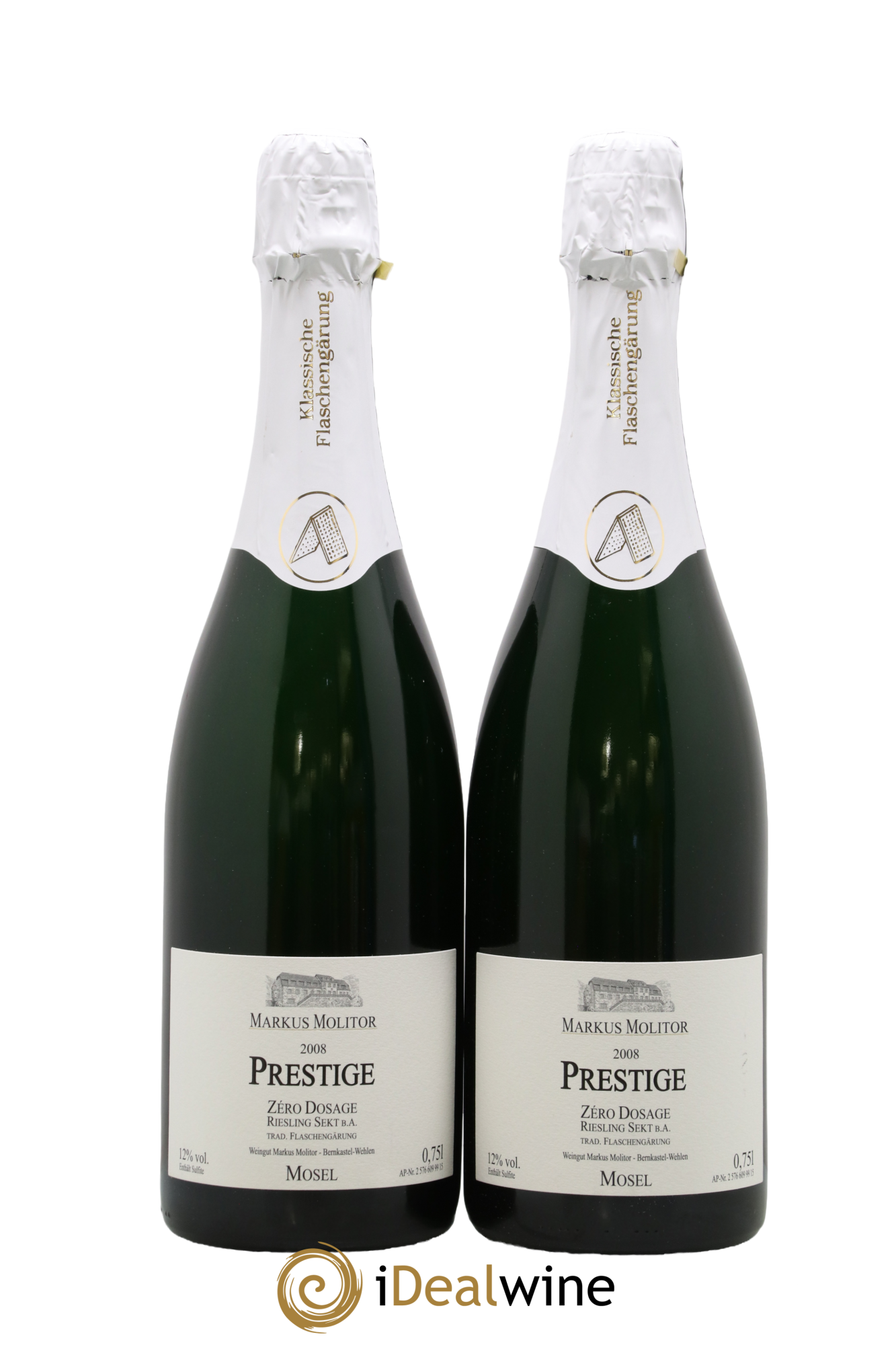 Allemagne Mosel Sekt Prestige Zero Dosage Markus Molitor 2008 - Lotto di 2 bottiglie - 0