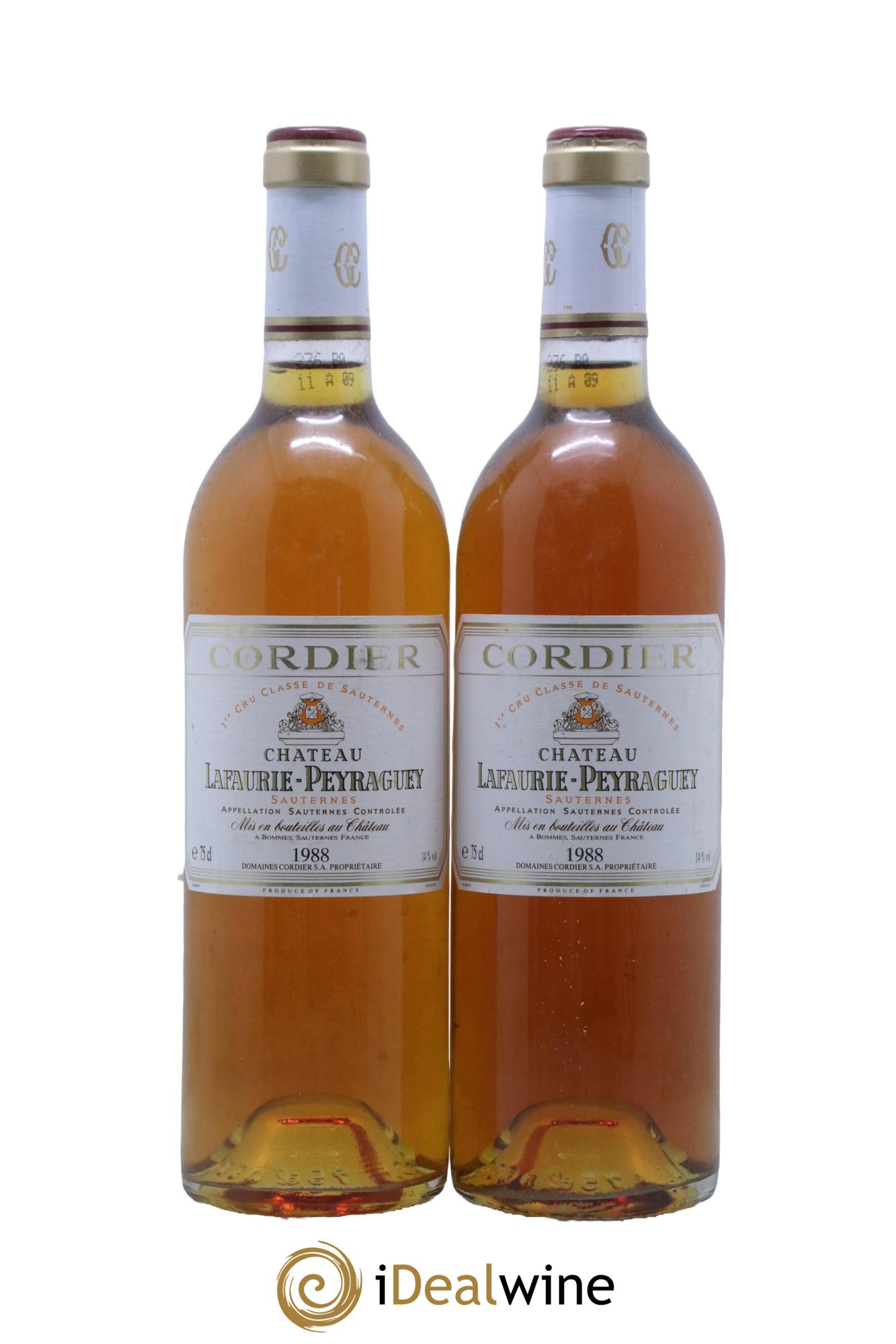 Château Lafaurie-Peyraguey 1er Grand Cru Classé 1988 - Lotto di 2 bottiglie - 0