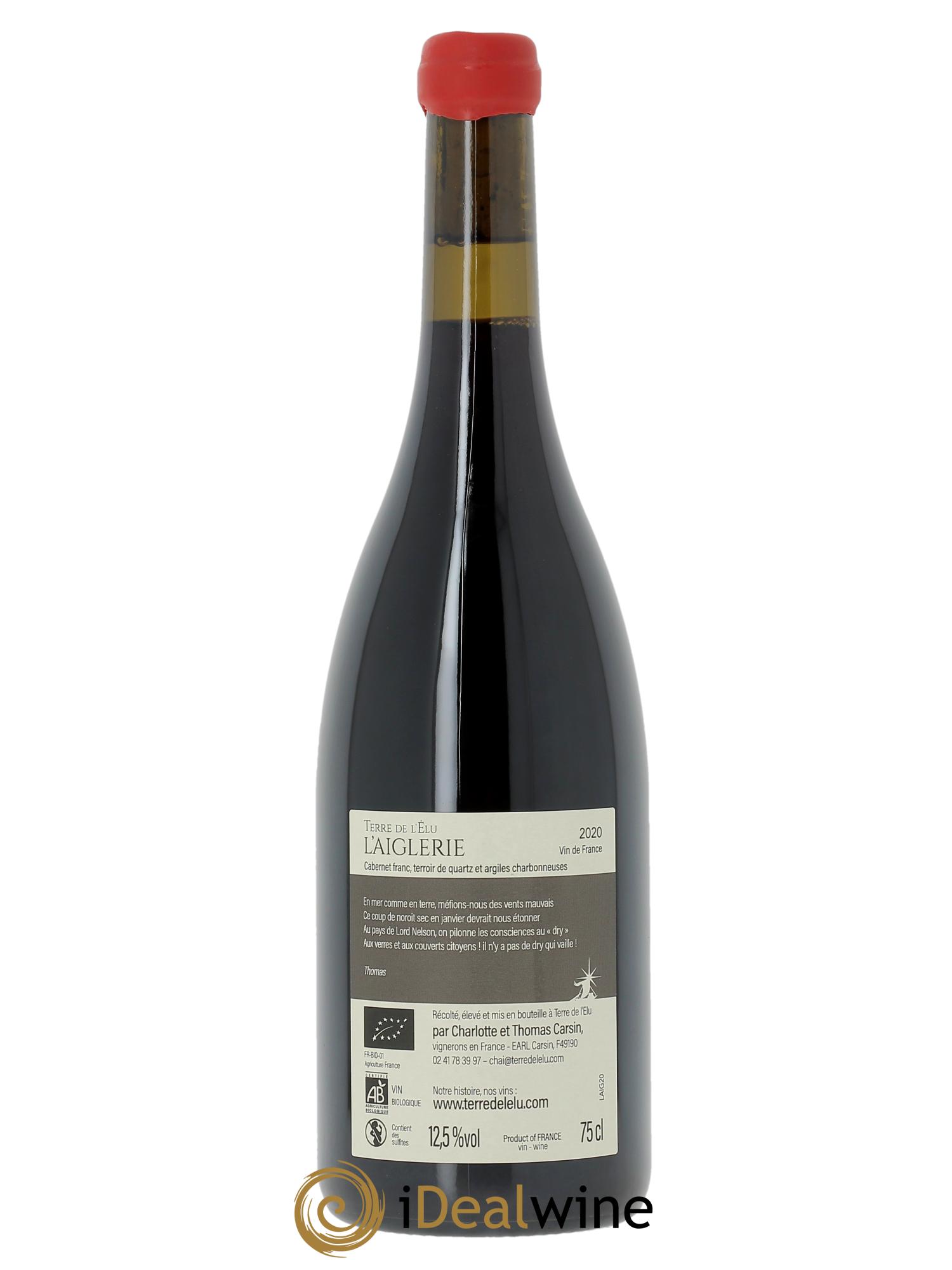 Vin de France L'Aiglerie Terre de l'Elu (Clos de L'Elu) 2020 - Lot de 1 bouteille - 1