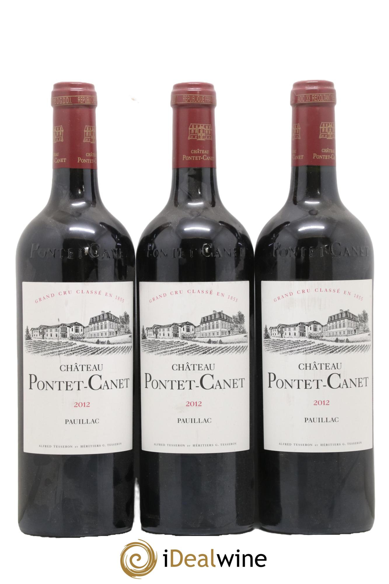 Château Pontet Canet 5ème Grand Cru Classé 2012 - Lot de 3 bouteilles - 0