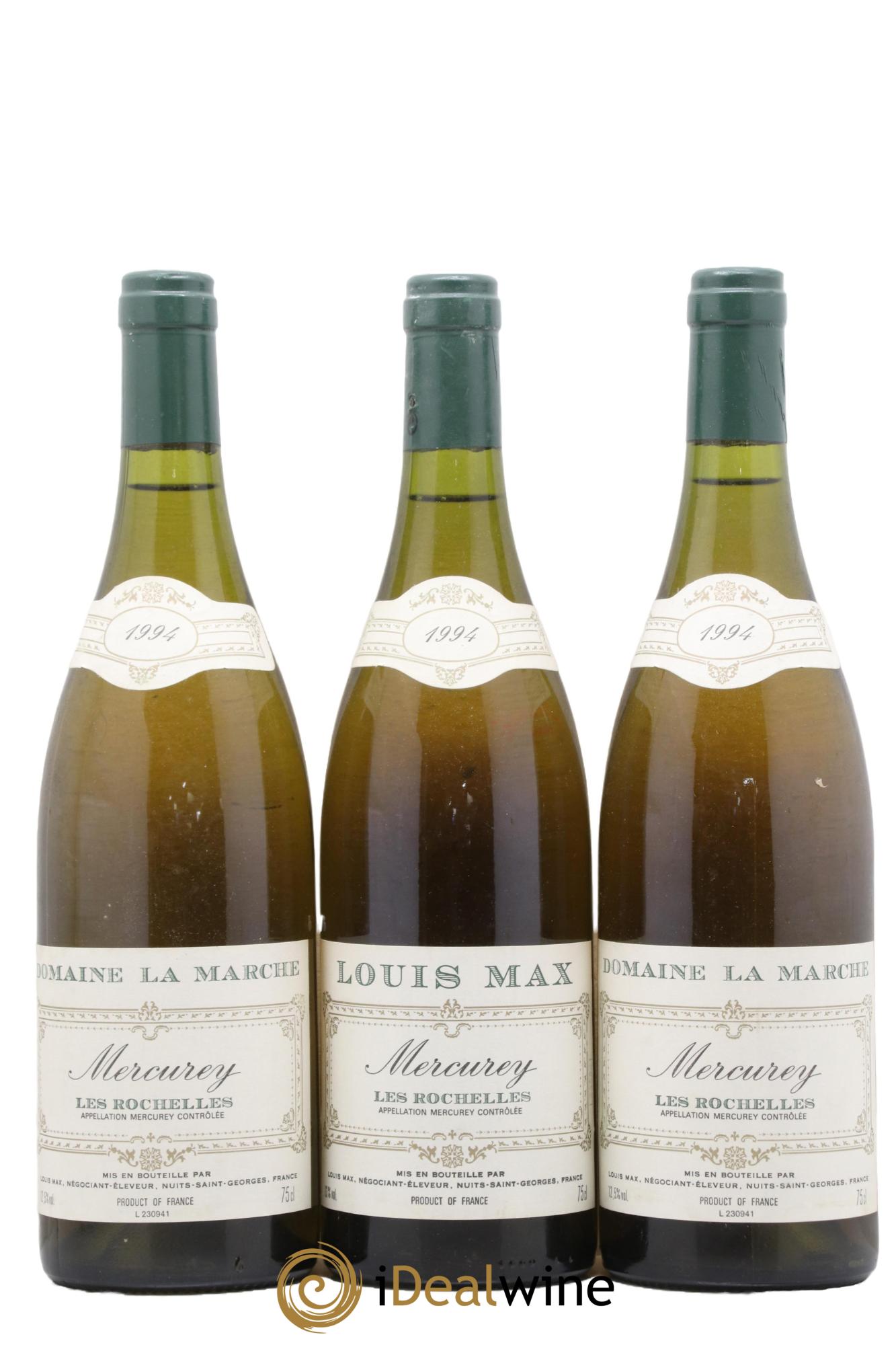 Mercurey Les Rochelles Domaine de la Marche 1994 - Lot de 3 bouteilles - 0