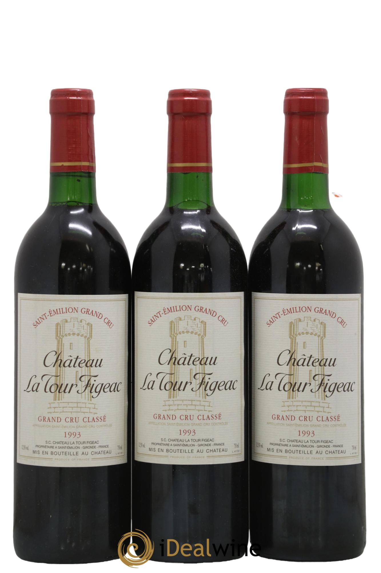 Château la Tour Figeac Grand Cru Classé 1993 - Lot of 3 bottles - 0
