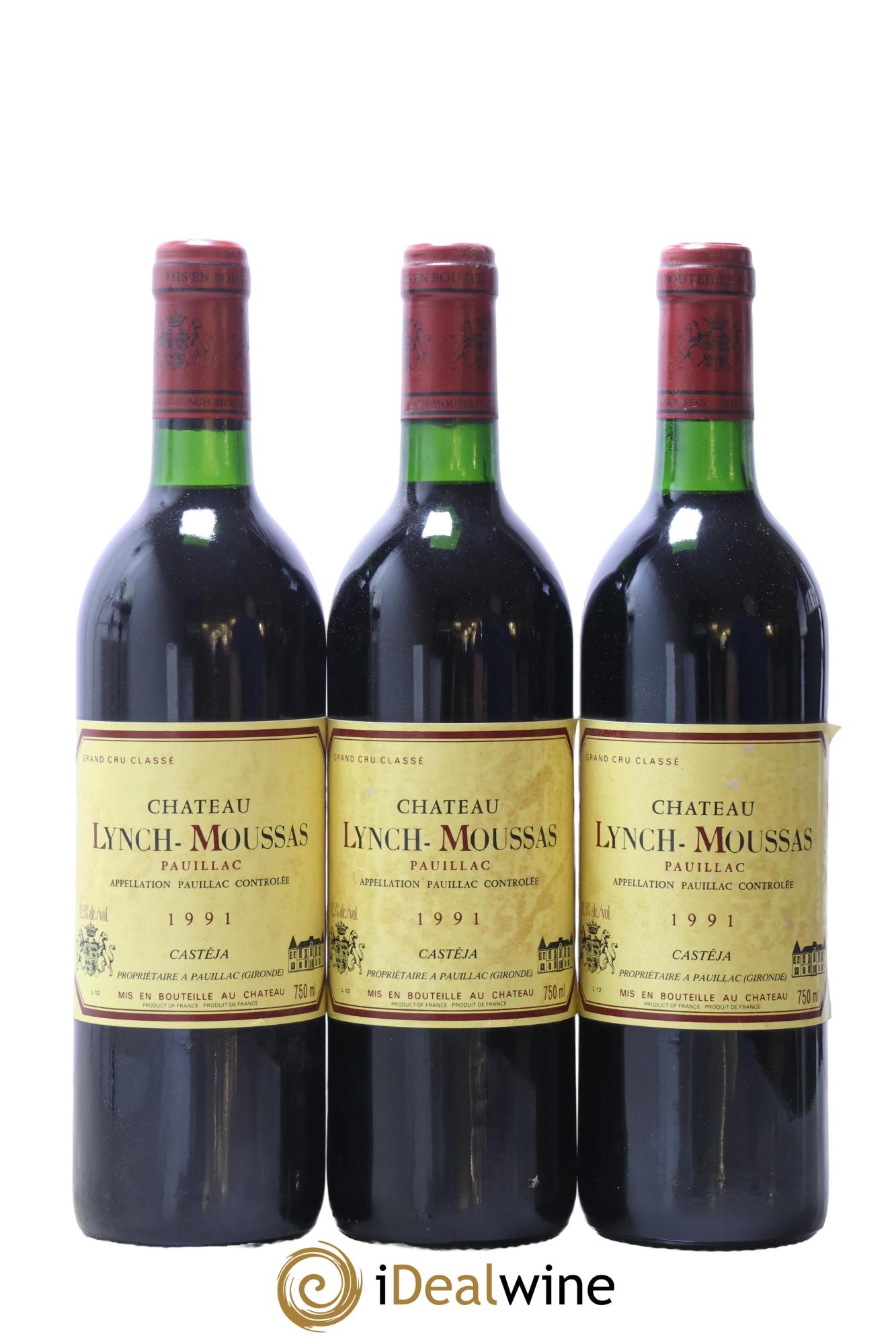 Château Lynch Moussas 5ème Grand Cru Classé 1991 - Lot de 3 bouteilles - 0
