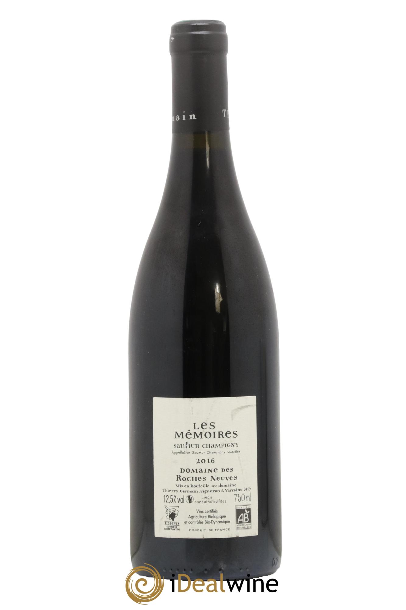 Saumur-Champigny Les Mémoires Domaine des Roches Neuves - Thierry Germain 2016 - Lot de 1 bouteille - 1