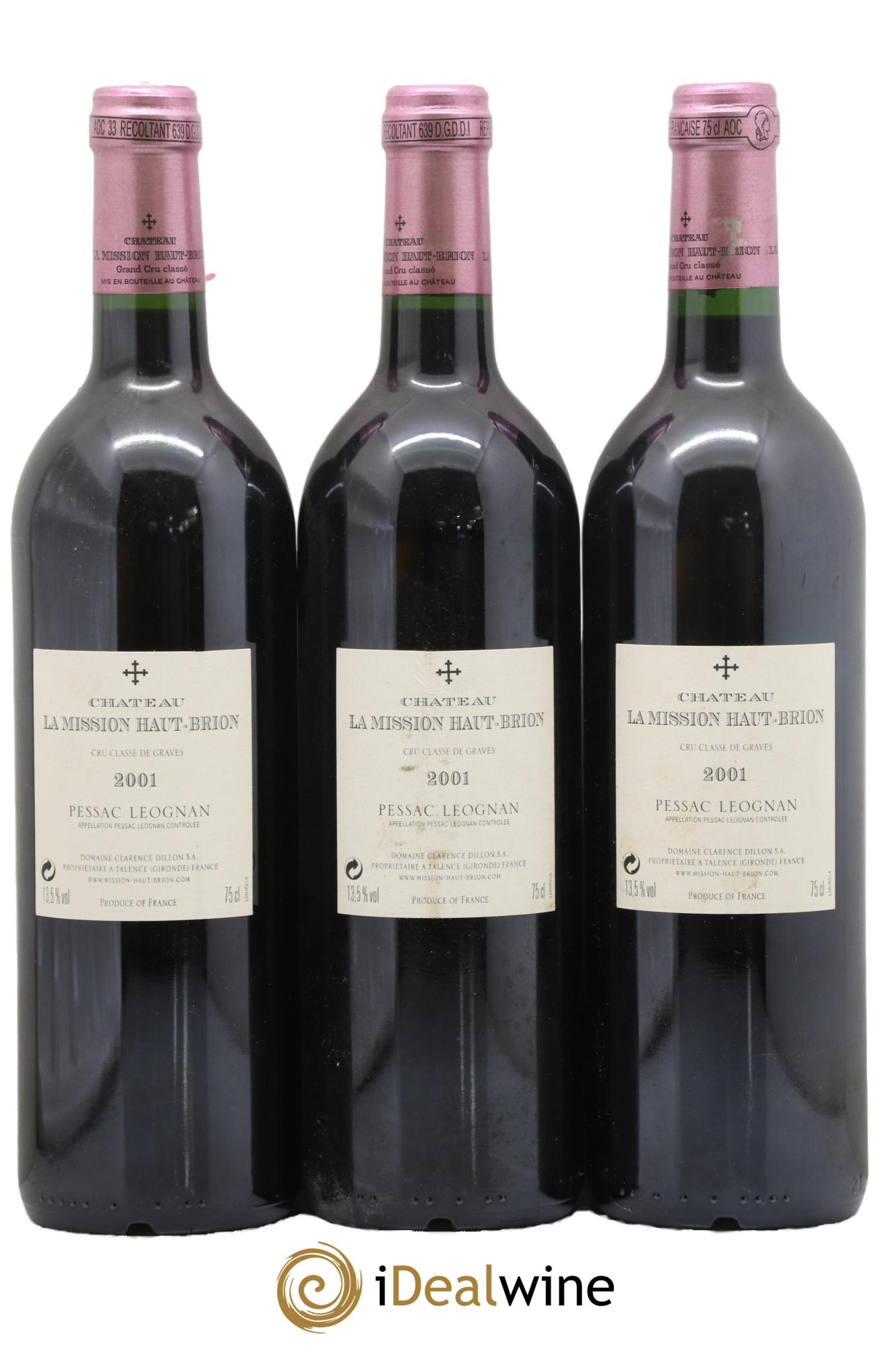 Château la Mission Haut-Brion Cru Classé de Graves 2001 - Lot de 3 bouteilles - 1