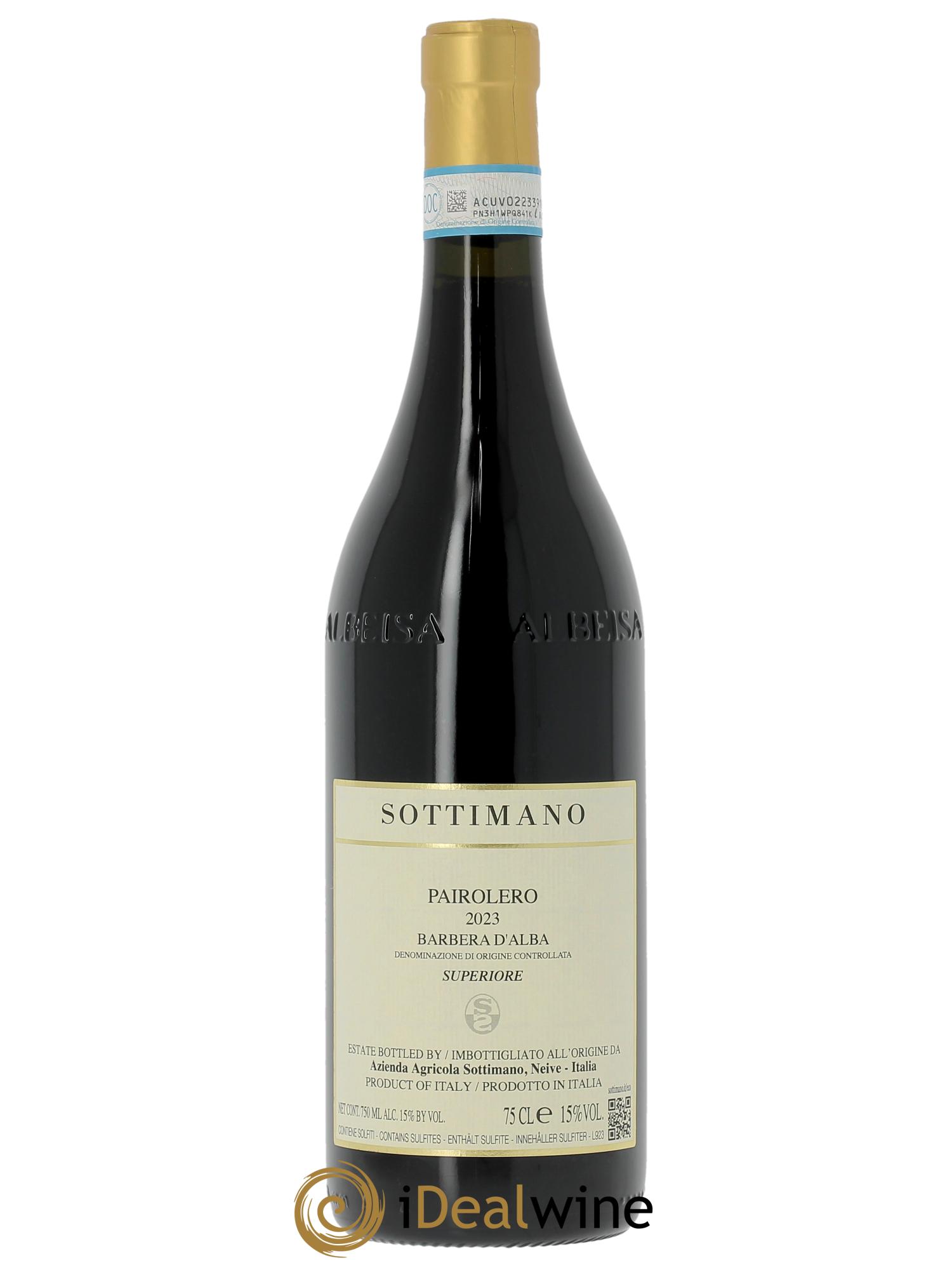 Barbera d'Alba Superiore Pairolero Sottimano 2023 - Lot de 1 bouteille - 0