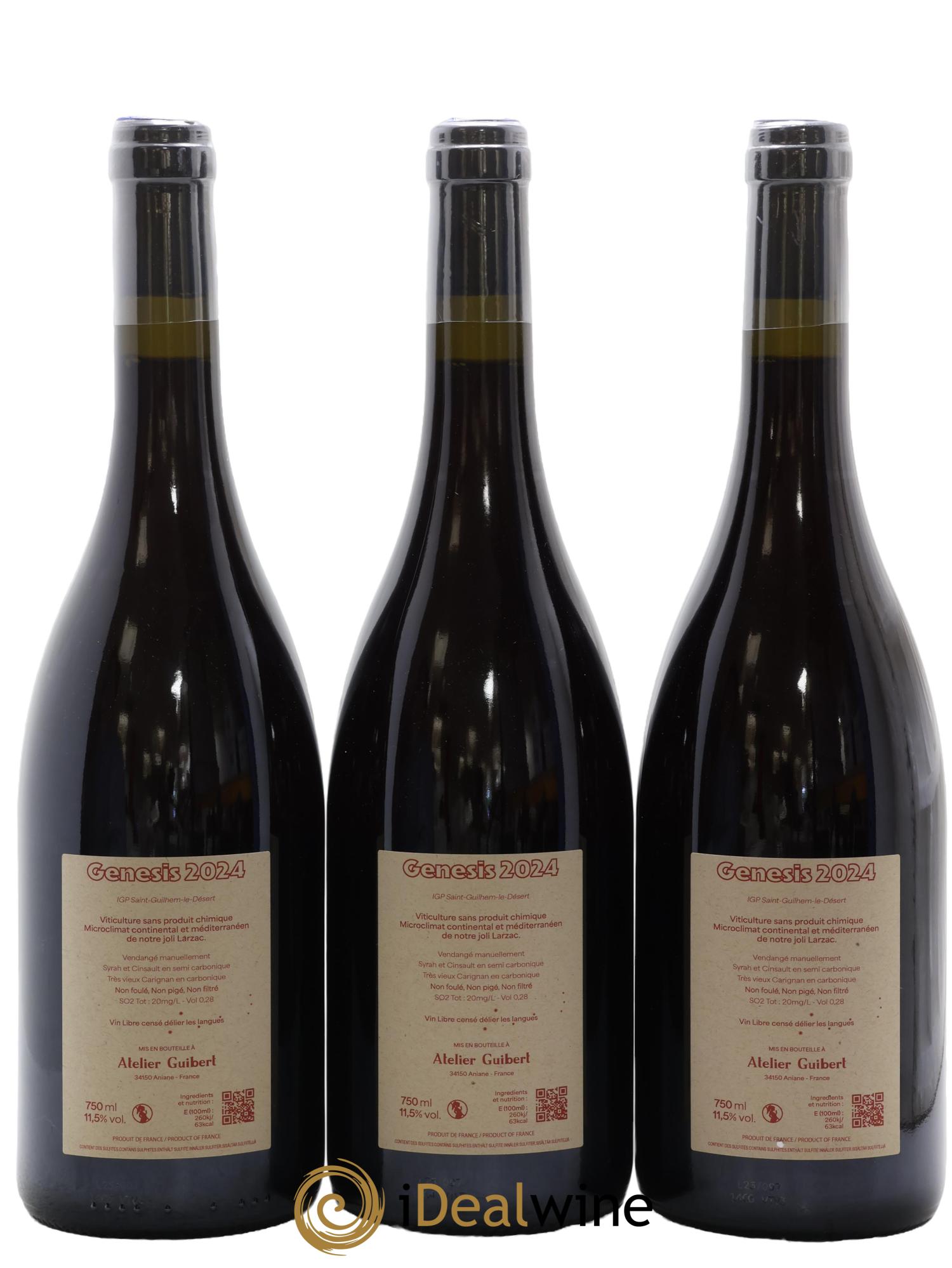 Languedoc Saint-Guilhem-le-Désert Atelier Guibert Génésis 2024 - Lot de 3 bouteilles - 1