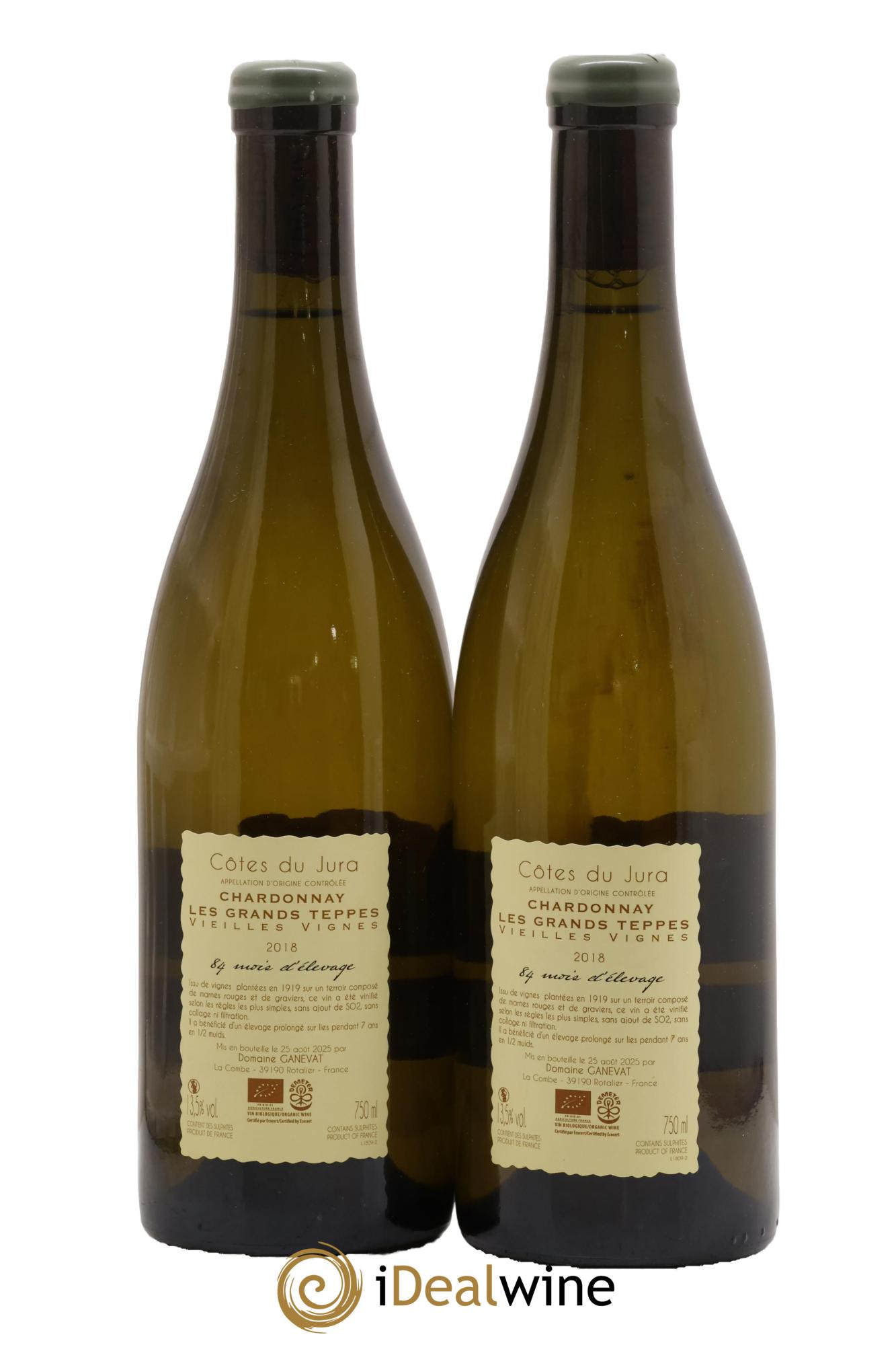Côtes du Jura Chardonnay Les Grands Teppes Vieilles Vignes 84 Mois D'Elevage Jean-François Ganevat (Domaine) 2018 - Lot de 2 bouteilles - 1