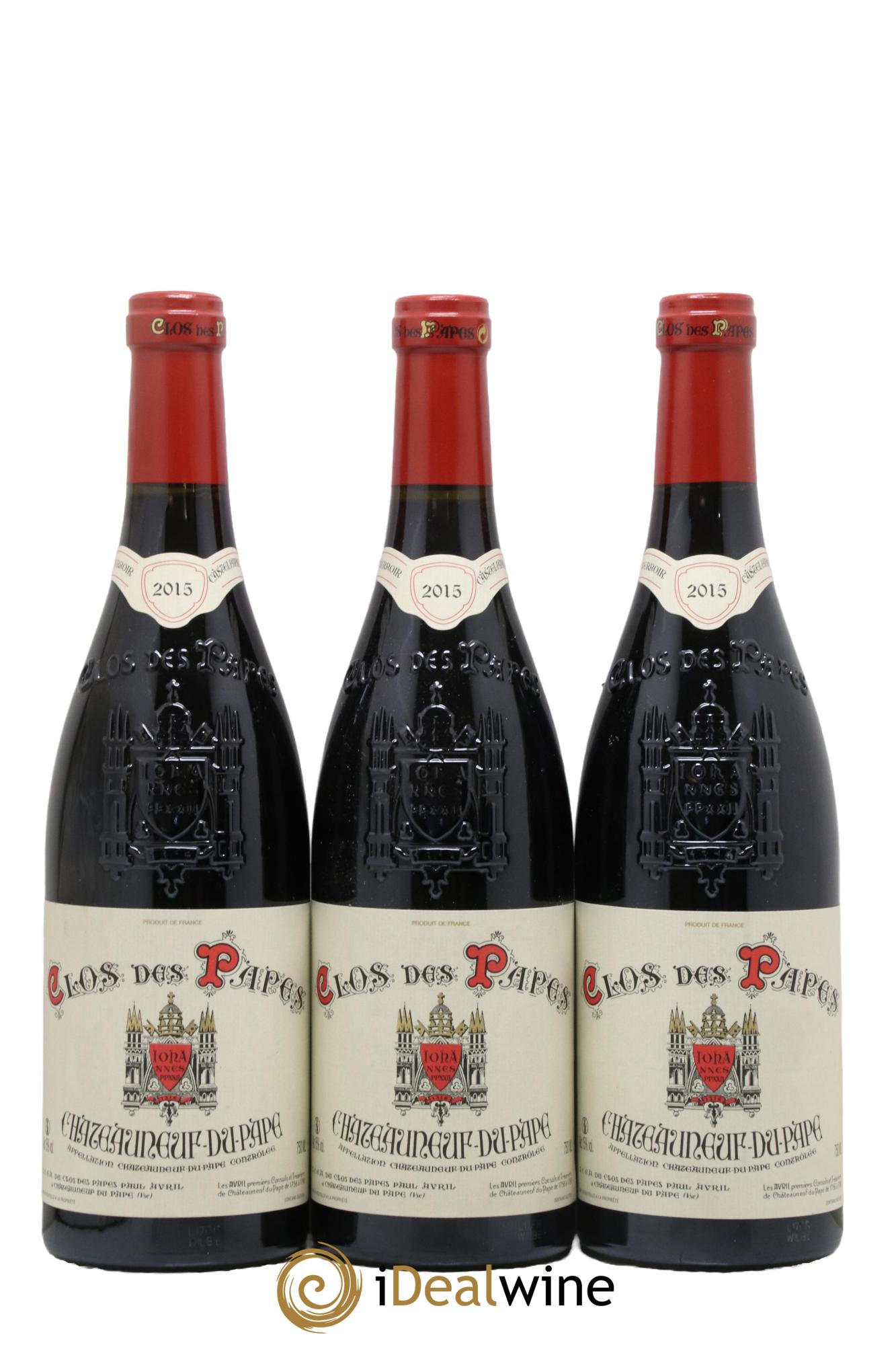 Châteauneuf-du-Pape Clos des Papes - Paul Avril 2015 - Lot de 3 bouteilles - 0