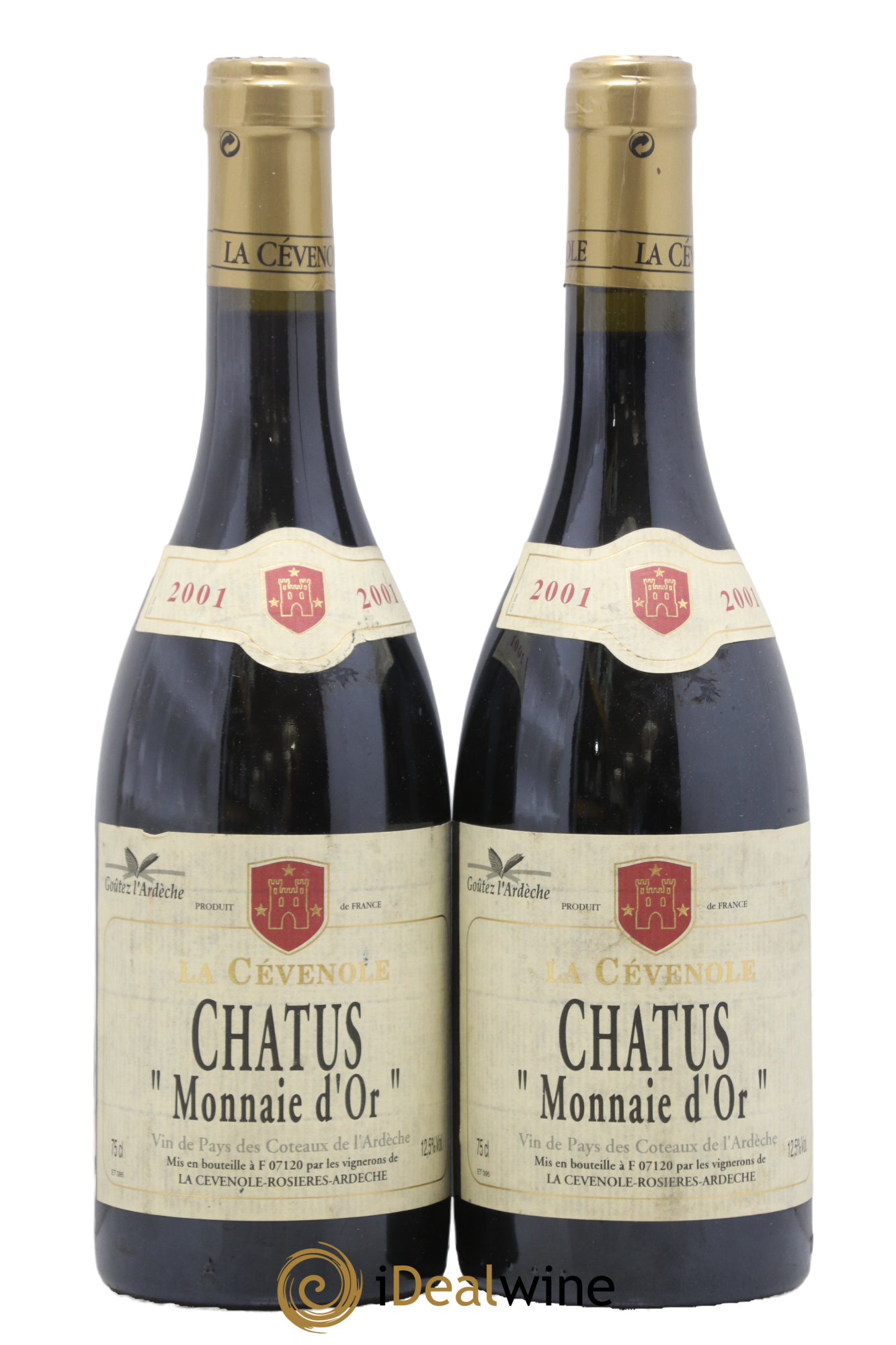 Ardèche Chatus La cevenole Monnaie d'or 2001 - Lot of 2 bottles - 0