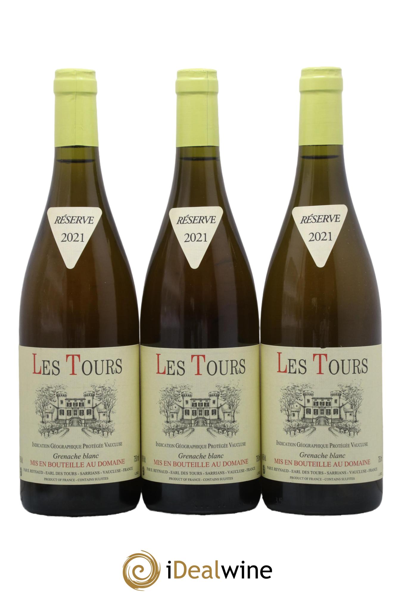 IGP Vaucluse (Vin de Pays de Vaucluse) Les Tours Grenache Blanc Emmanuel Reynaud 2021 - Lot of 3 bottles - 0