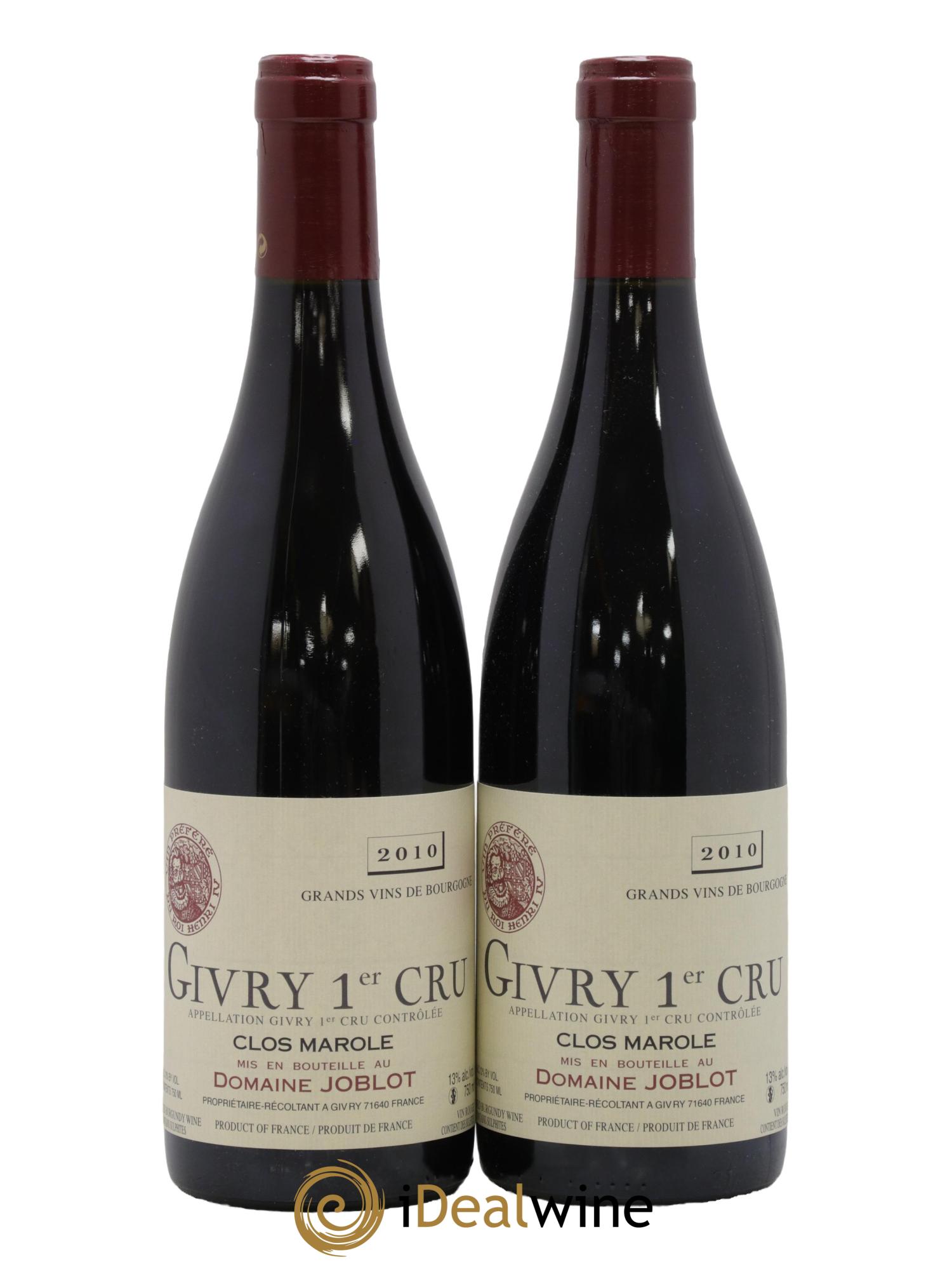 Givry 1er Cru Clos Marole Joblot (Domaine) 2010 - Lot de 2 bouteilles - 0