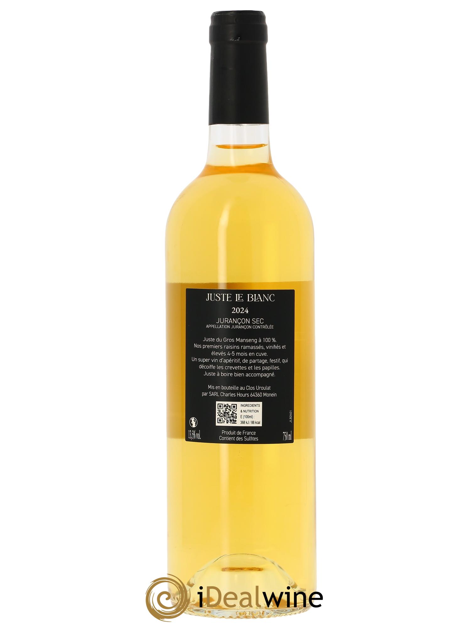Jurançon Sec Clos Uroulat Juste le blanc Charles Hours 2024 - Posten von 1 Flasche - 1