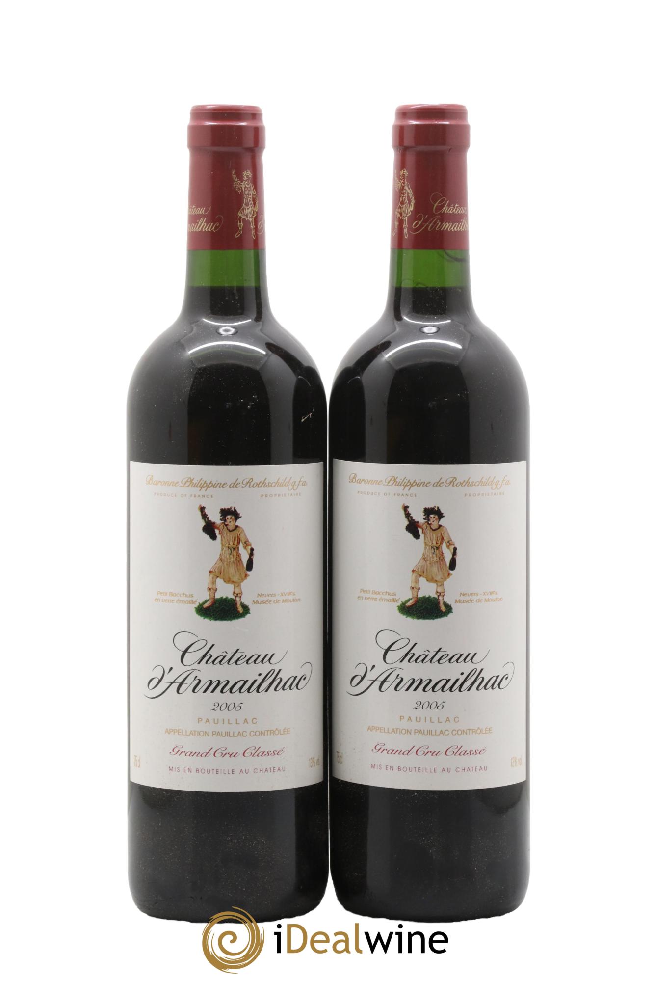 Château d' Armailhac - Mouton Baron(ne) Philippe 5ème Grand Cru Classé 2005 - Lot of 2 bottles - 0