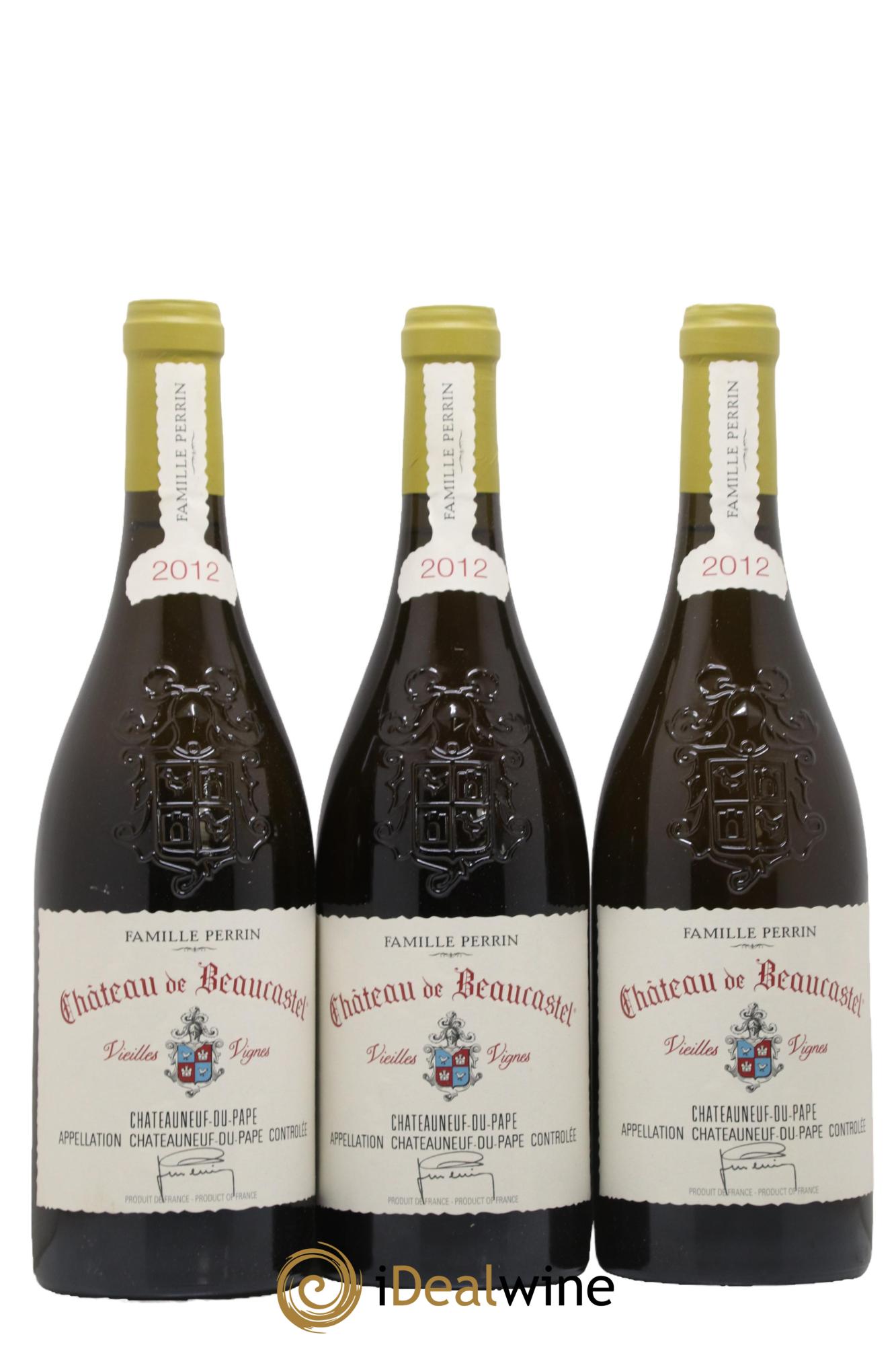 Châteauneuf-du-Pape Château de Beaucastel Vieilles vignes Roussanne Famille Perrin 2012 - Lot de 3 bouteilles - 0