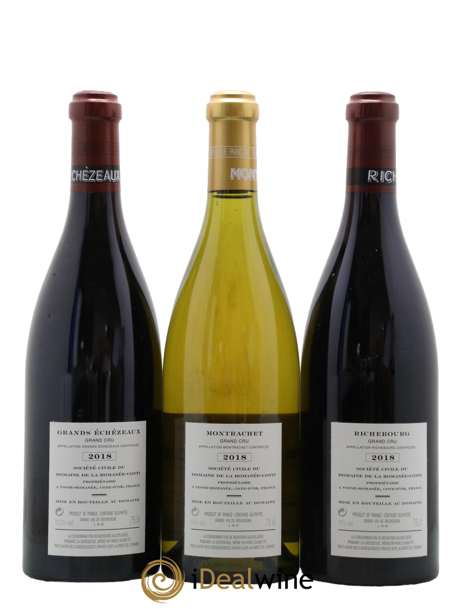 Assortiment 2018 du Domaine de la Romanée-Conti Domaine de la Romanée-Conti 2 Echezeaux, 1 Grands Echezeaux,1 Montrachet, 3 La Tâche, 1 Richebourg, 2 Romanée St Vivant, 1 Romanée Conti 2018 - Lotto di 11 bottiglie - 4
