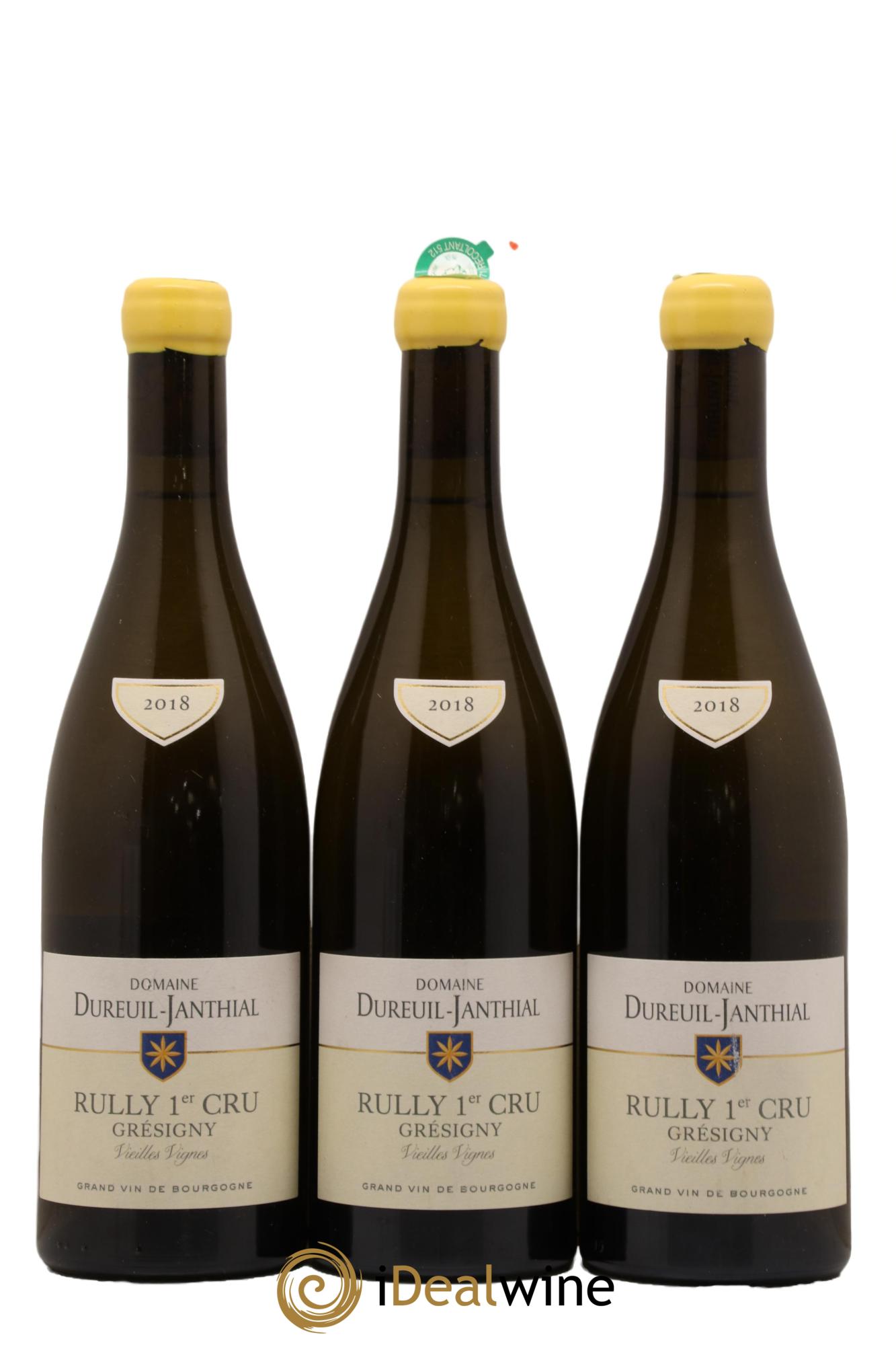 Rully 1er Cru Grésigny Vieilles Vignes Vincent Dureuil-Janthial 2018 - Lot de 3 bouteilles - 0