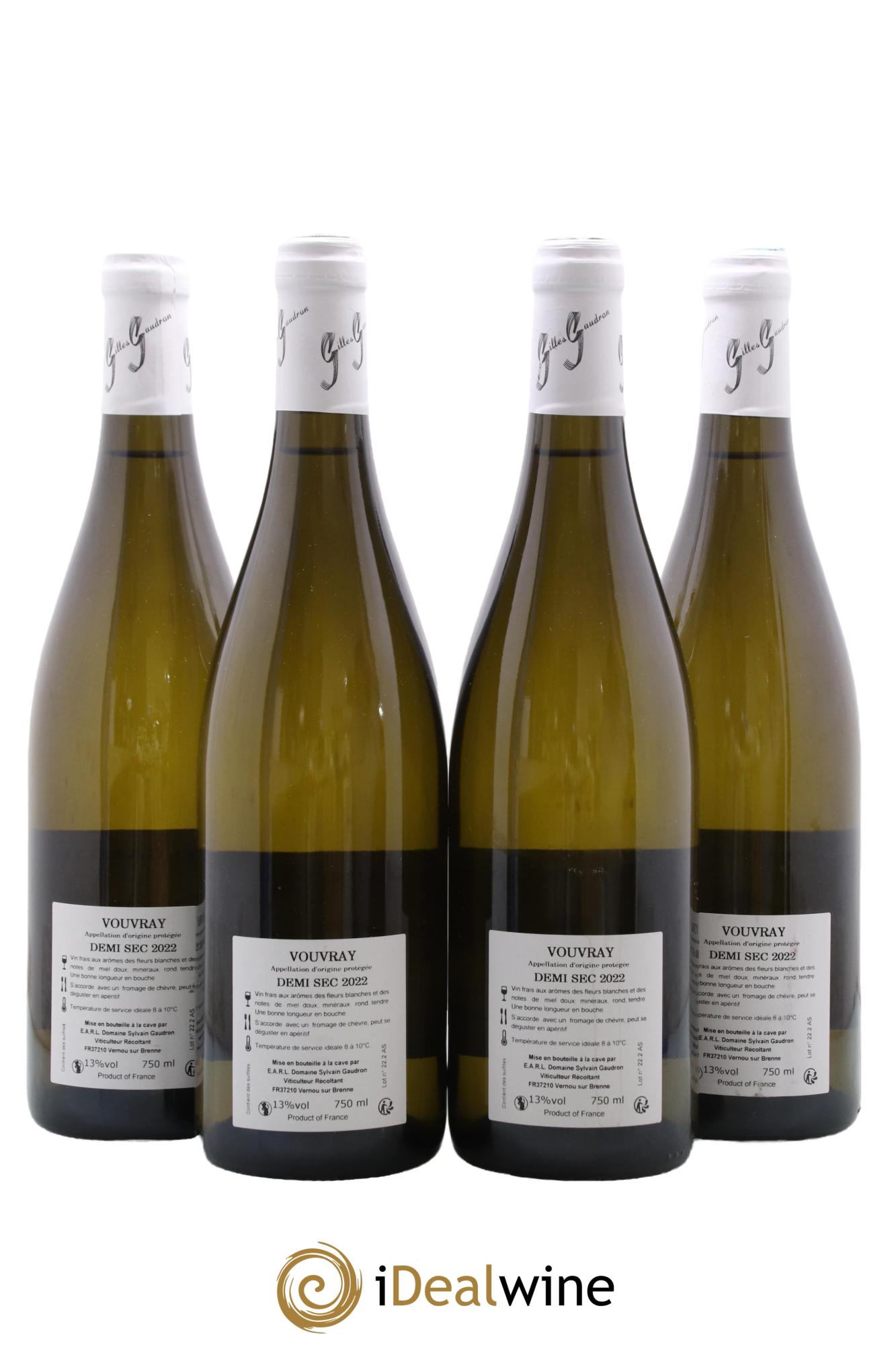 Vouvray Domaine Gilles Gaudron 2022 - Lot de 4 bouteilles - 1