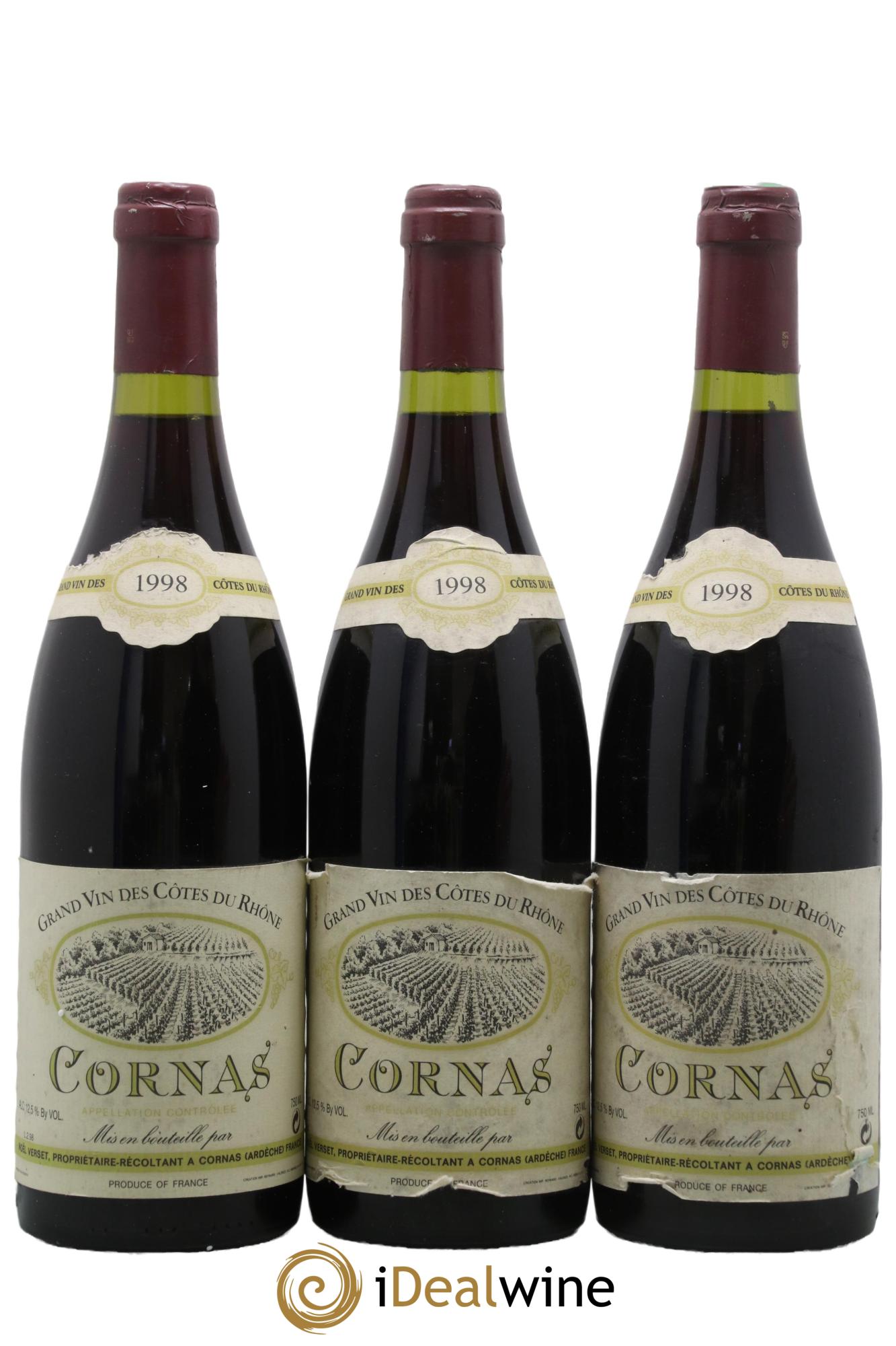 Cornas Noël Verset 1998 - Lot de 3 bouteilles - 0