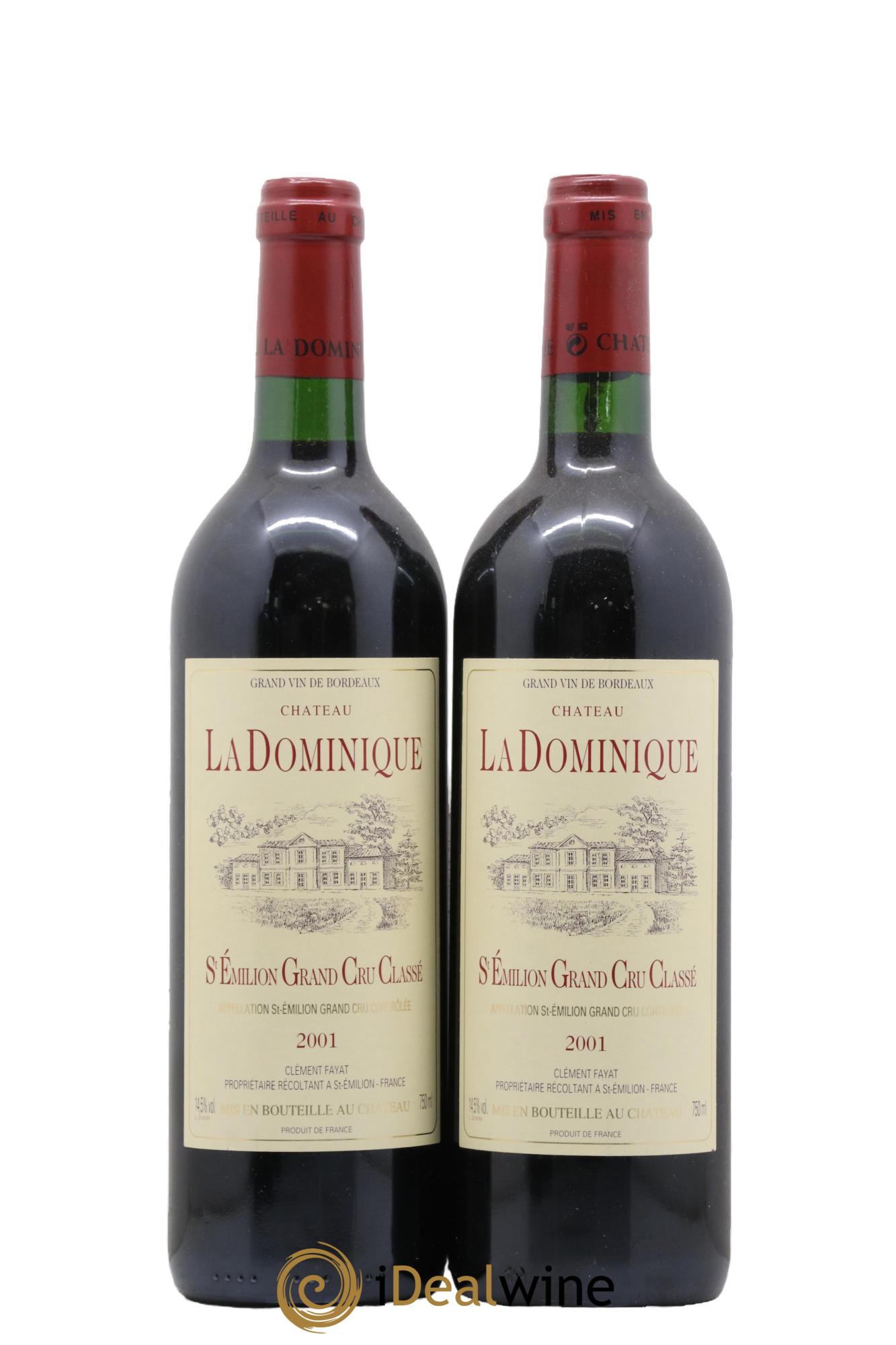 Château la Dominique Grand Cru Classé 2001 - Lot de 2 bouteilles - 0