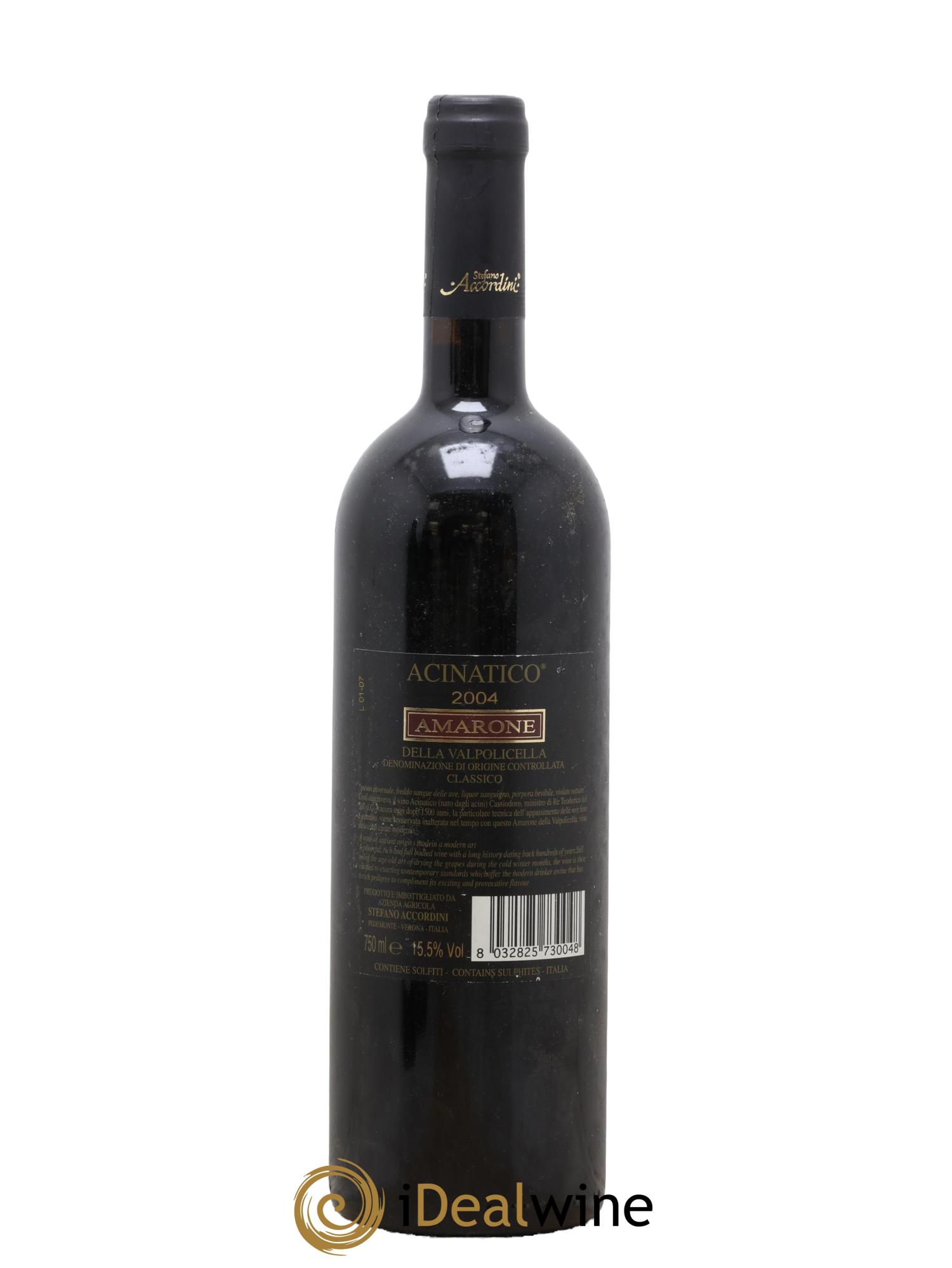 Amarone della Valpolicella DOC Acinatico 2004 - Lot de 1 bouteille - 1