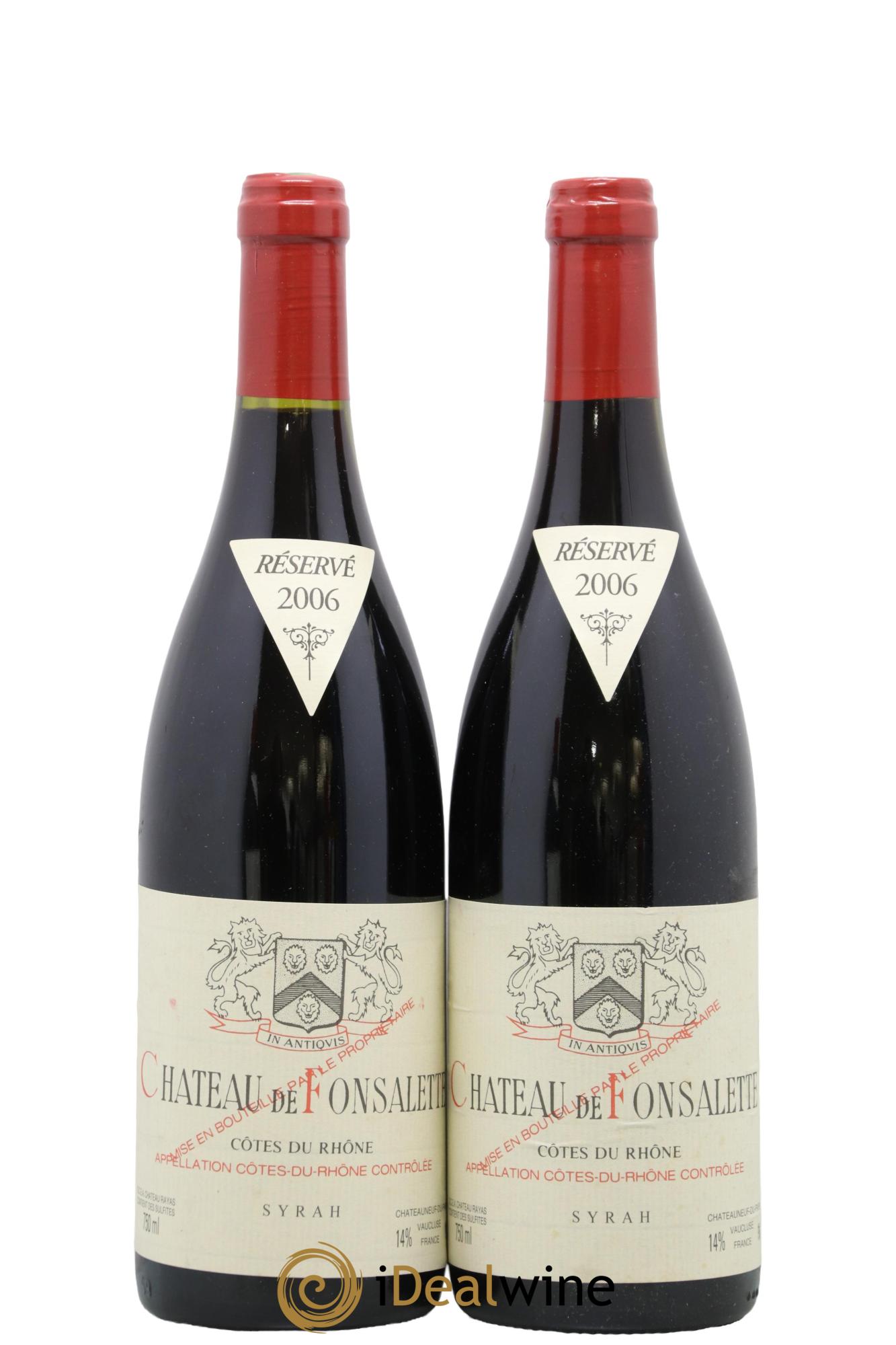 Côtes-du-Rhône Cuvée Syrah Château de Fonsalette 2006 - Lot of 2 bottles - 0