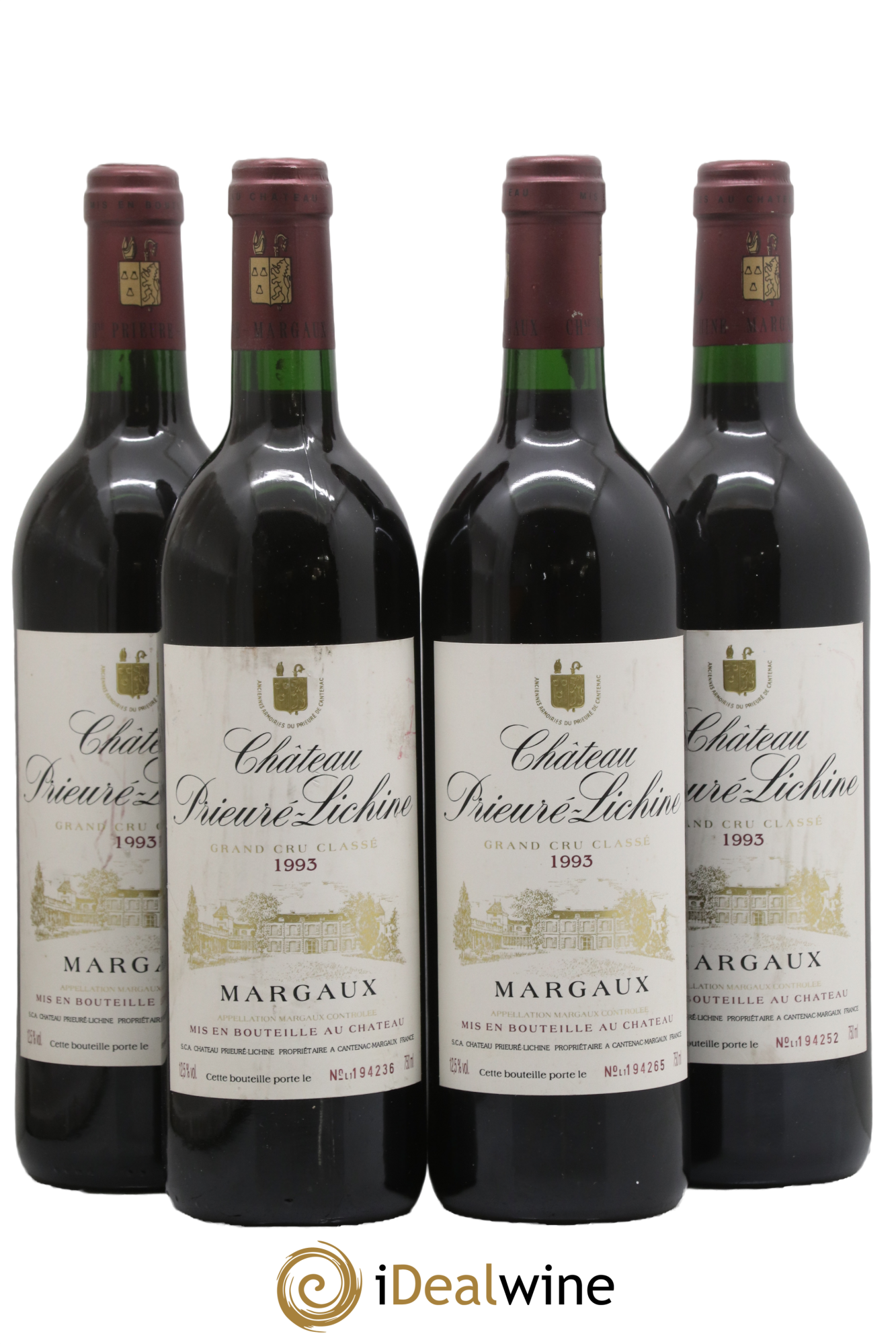 Château Prieuré Lichine 4ème Grand Cru Classé 1993 - Lot de 4 bouteilles - 0