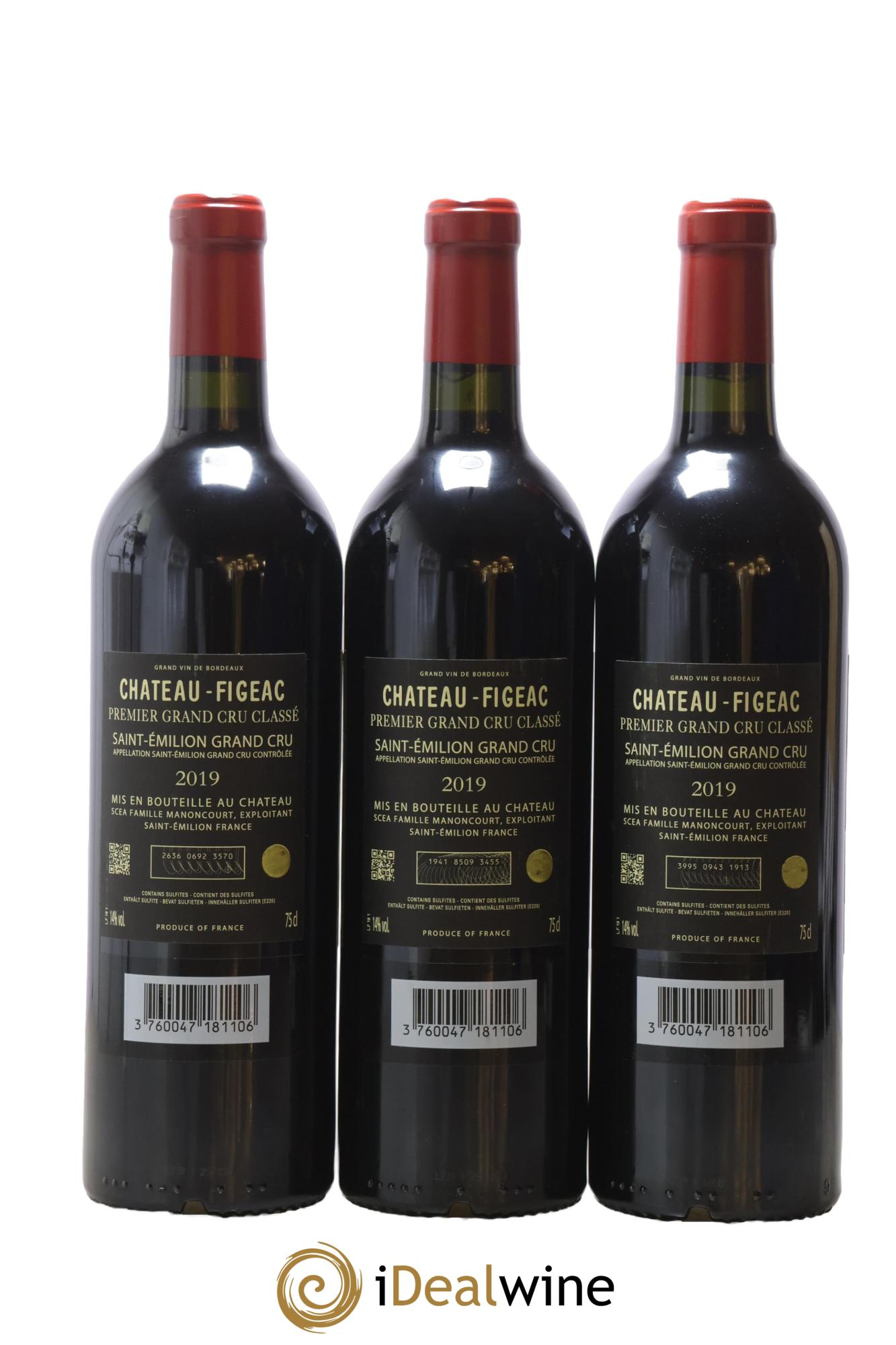 Château Figeac 1er Grand Cru Classé A 2019 - Lot of 3 bottles - 1