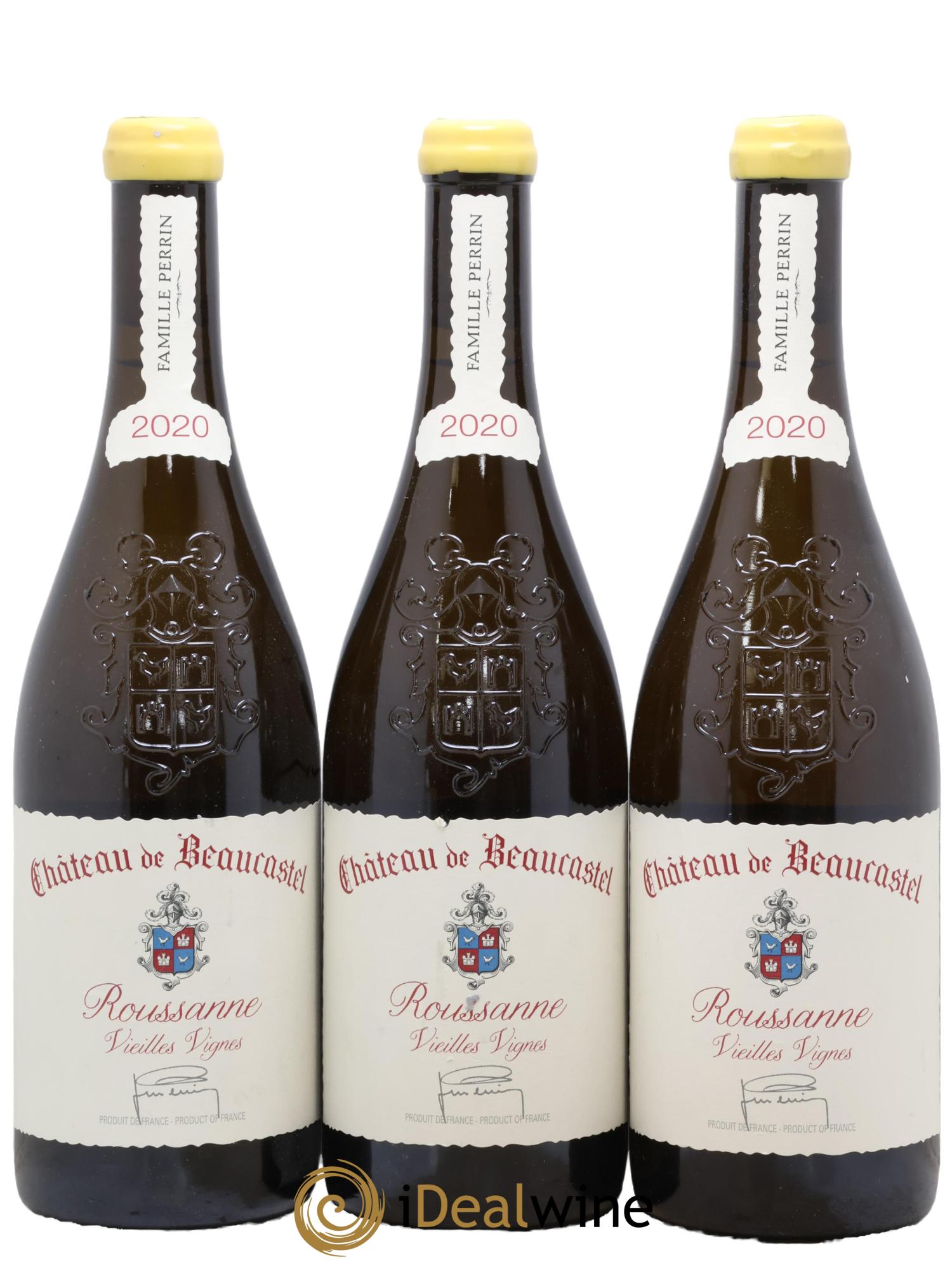 Châteauneuf-du-Pape Château de Beaucastel Vieilles vignes Roussanne Famille Perrin 2020 - Lot de 3 bouteilles - 0