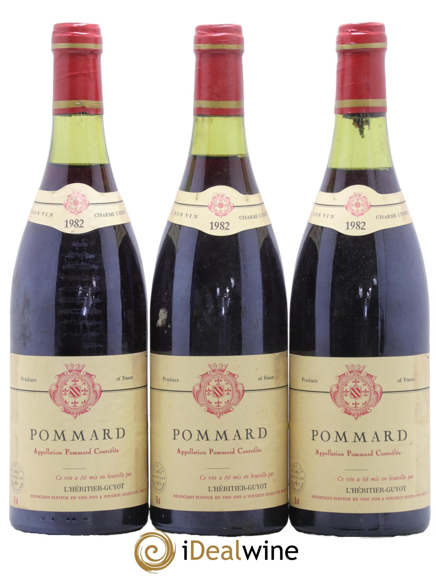 Pommard L Heritier Guyot 1982 - Lot de 3 bouteilles - 0