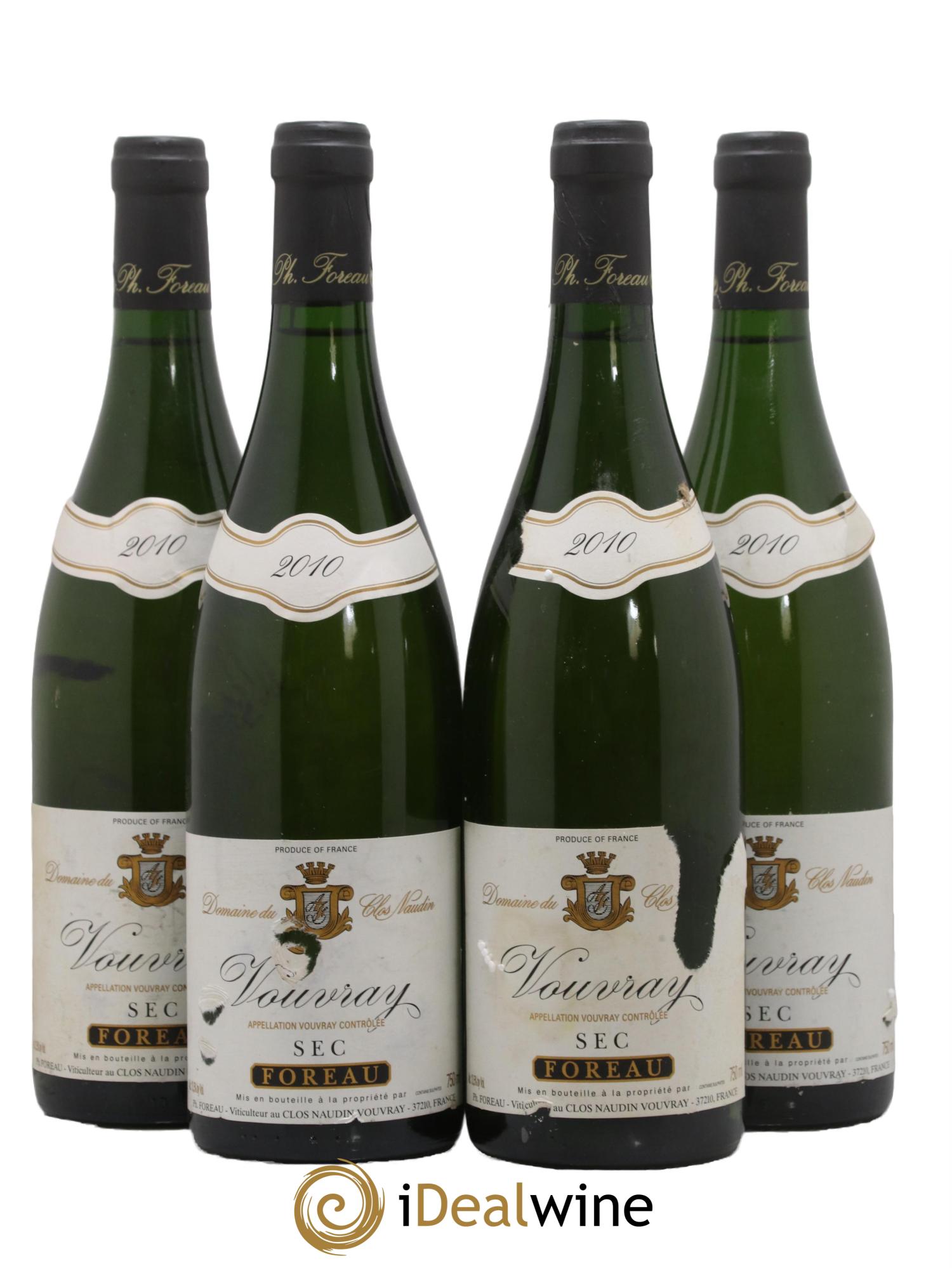 Vouvray Sec Clos Naudin - Philippe Foreau 2010 - Lot of 4 bottles - 0