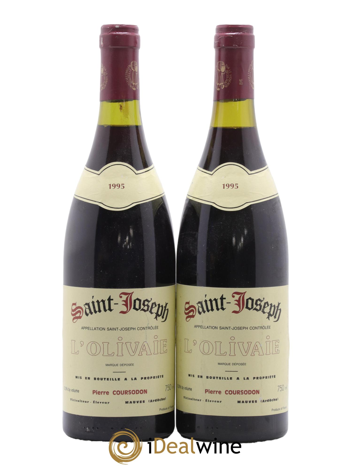 Saint-Joseph L'Olivaie Pierre et Jérôme Coursodon 1995 - Lot de 2 bouteilles - 0