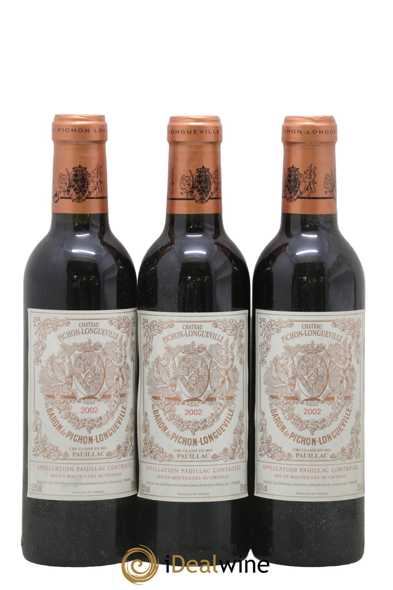 Pichon Longueville Baron 2ème Grand Cru Classé 2002 - Lotto di 3 mezze bottiglie - 0