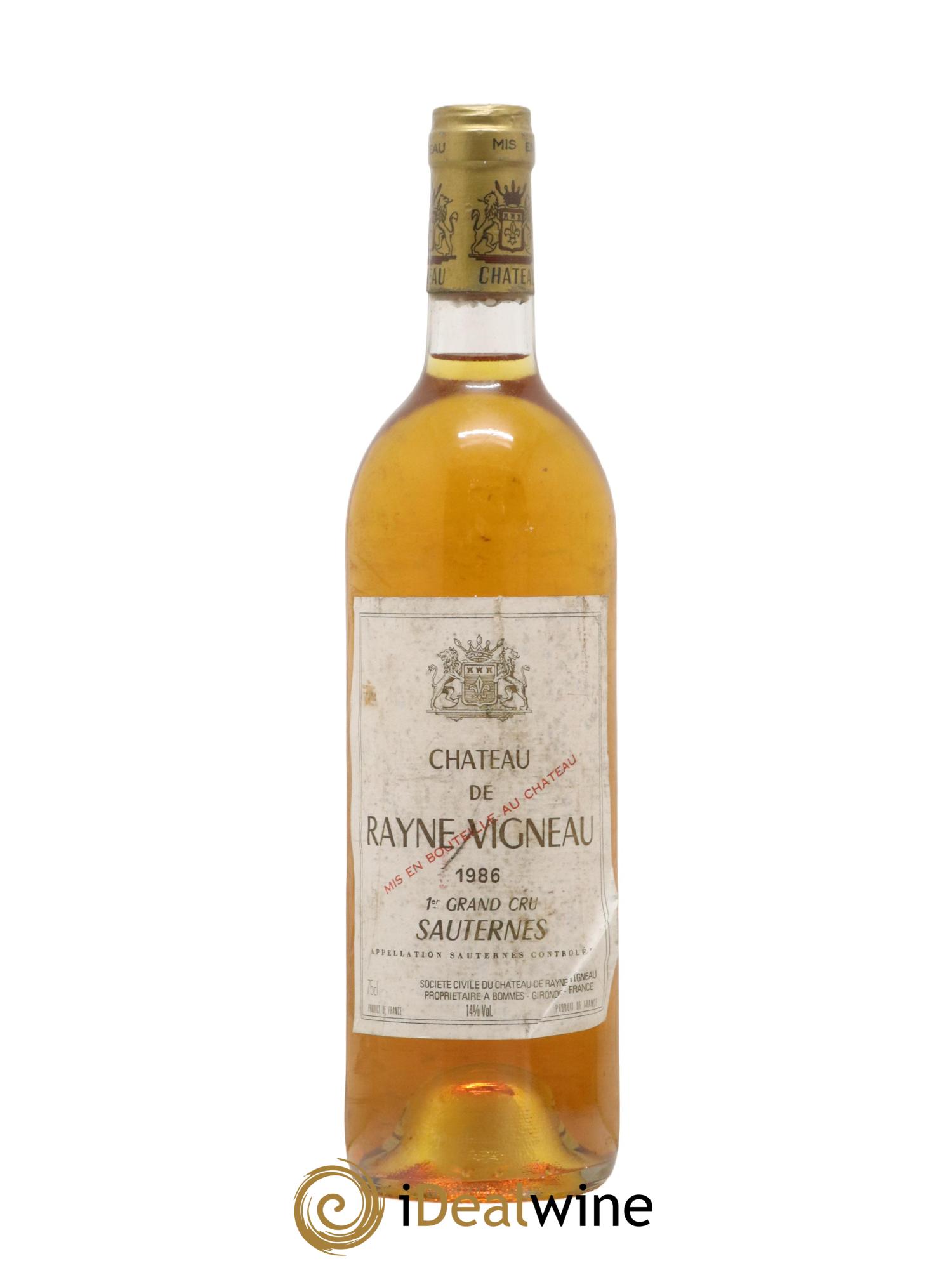 Château de Rayne Vigneau 1er Grand Cru Classé 1986 - Lotto di 1 bottiglia - 0