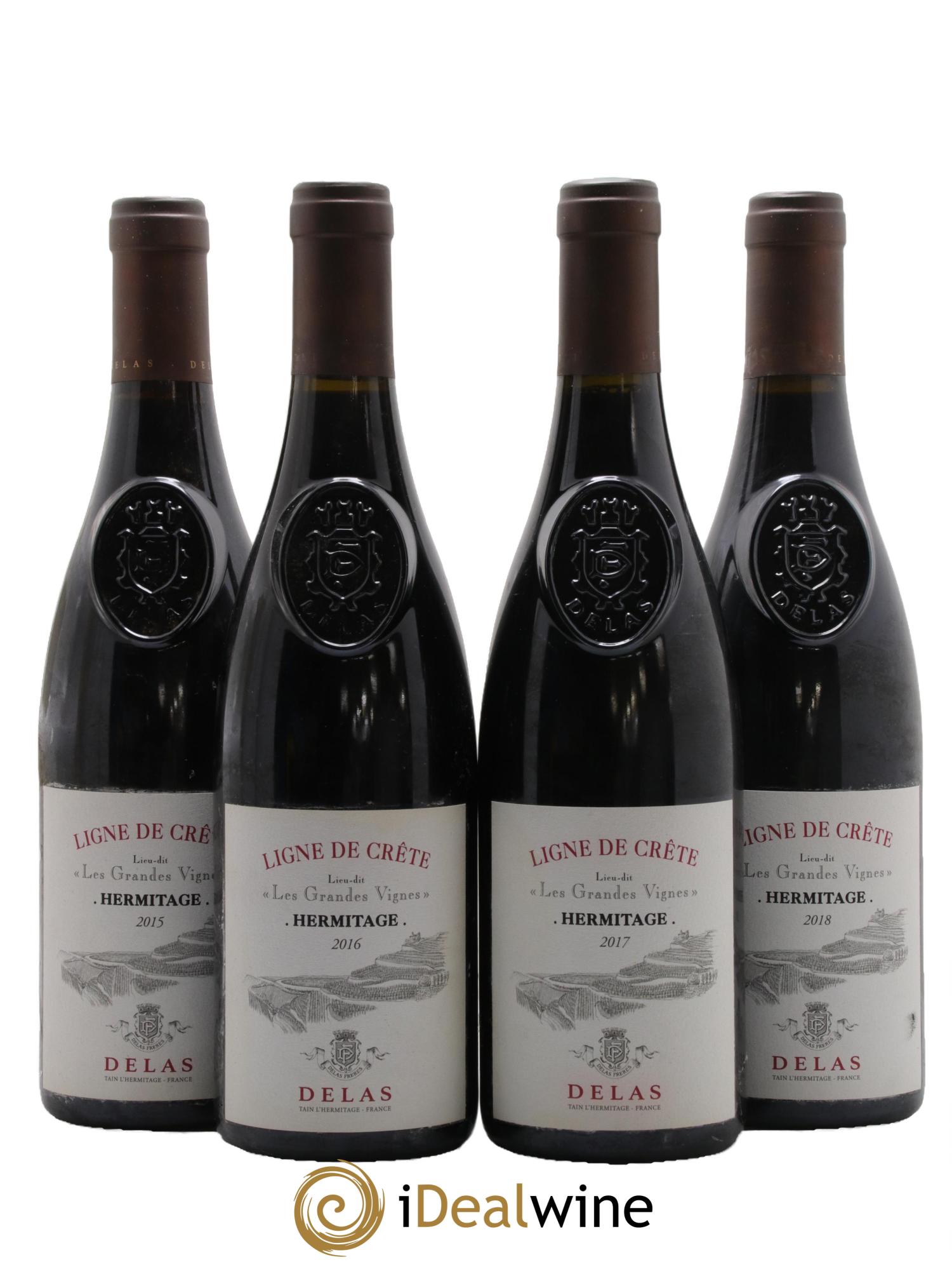 Hermitage Ligne de Crete Les Grandes Vignes Domaine Delas Freres 2015 2016 2017 2018 - Lot de 4 bouteilles - 0