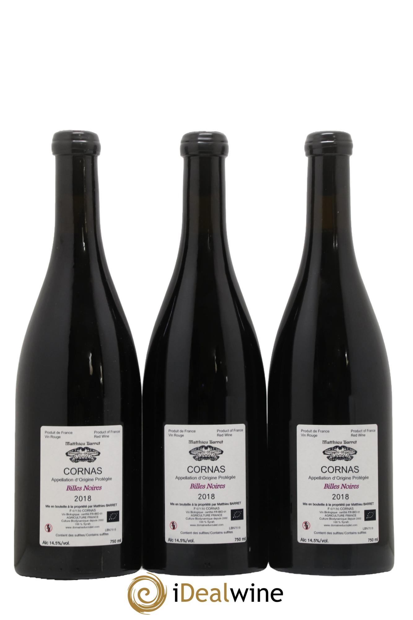 Cornas Billes Noires Coulet (Domaine du) - Matthieu Barret 2018 - Lot de 3 bouteilles - 1