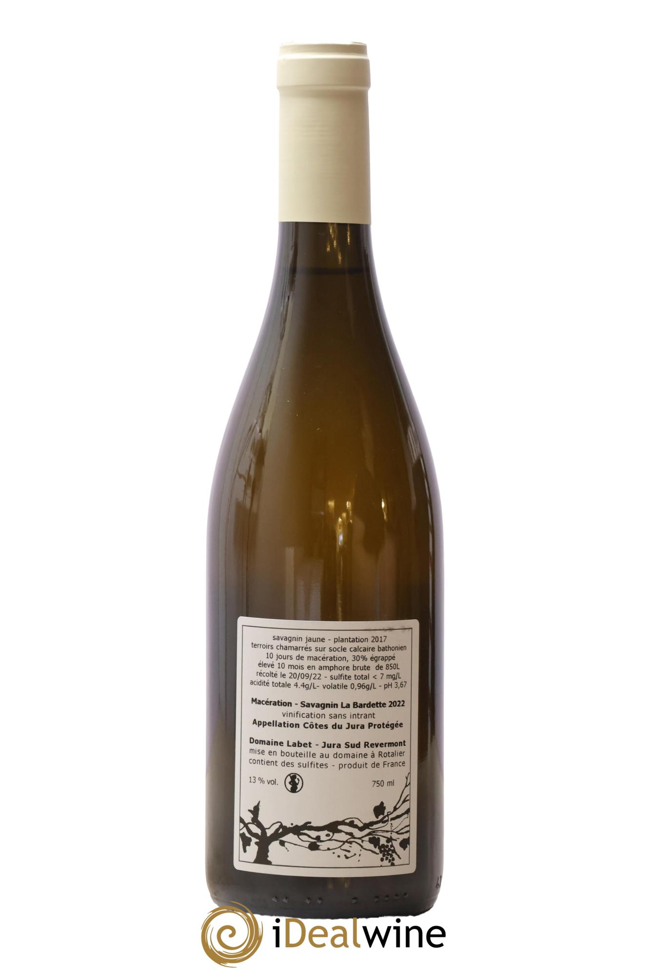 Côtes du Jura Savagnin de macération La Bardette Romain - Julien - Charline Labet 2022 - Lotto di 1 bottiglia - 1