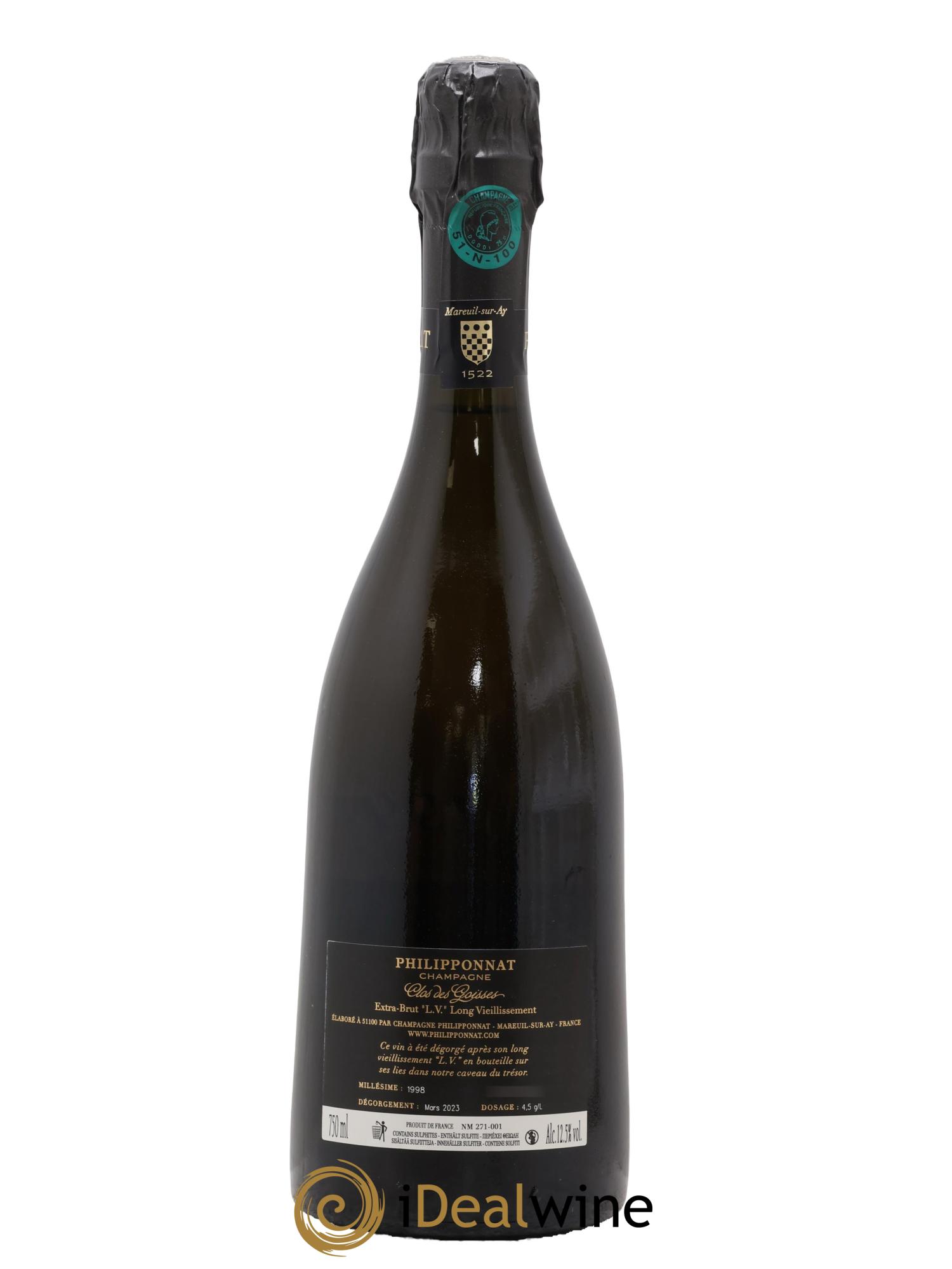 Clos des Goisses LV Extra-Brut Philipponnat 1998 - Lotto di 1 bottiglia - 2