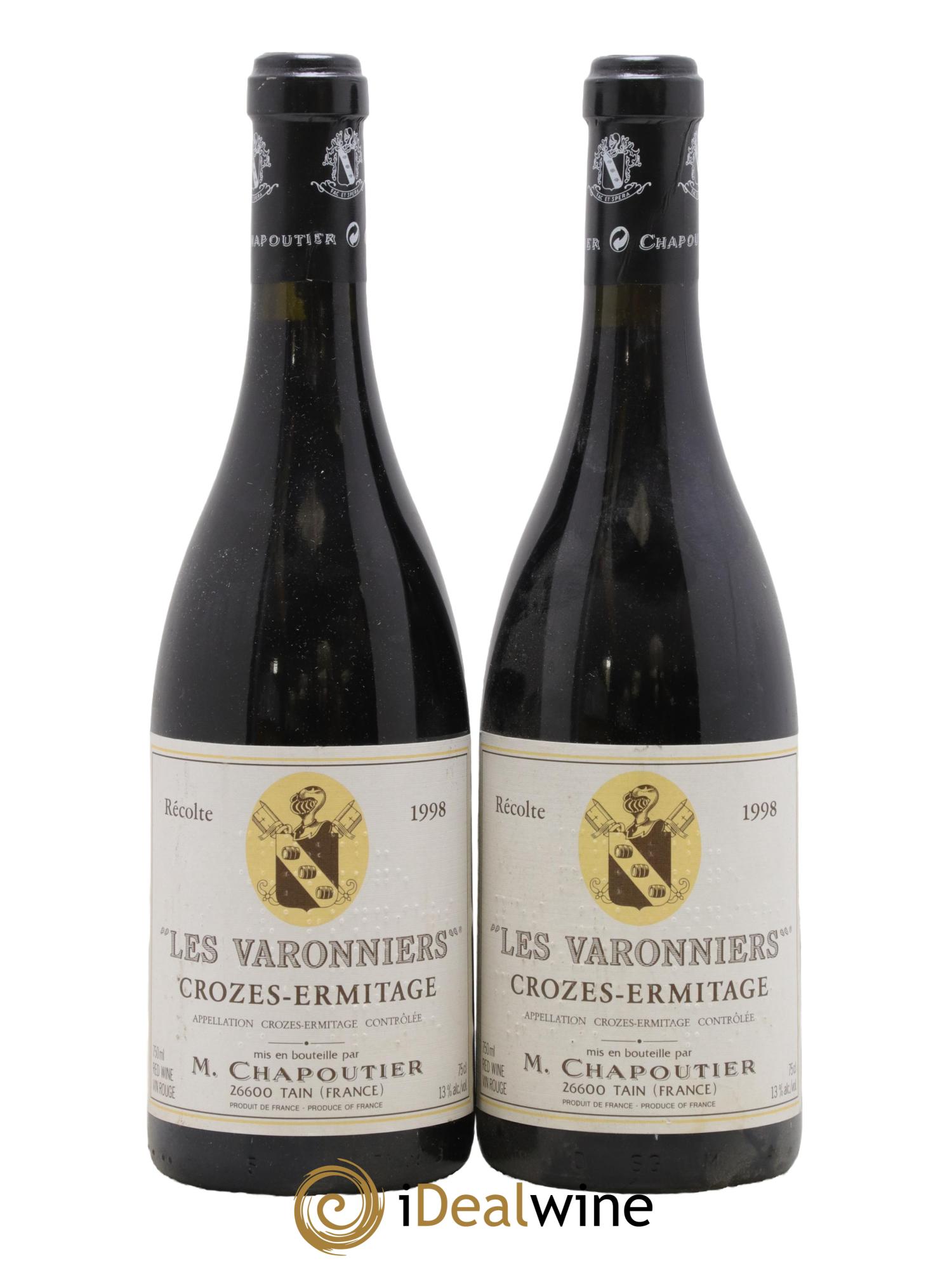 Crozes-Hermitage Les Varonniers Chapoutier 1998 - Lot de 2 bouteilles - 0